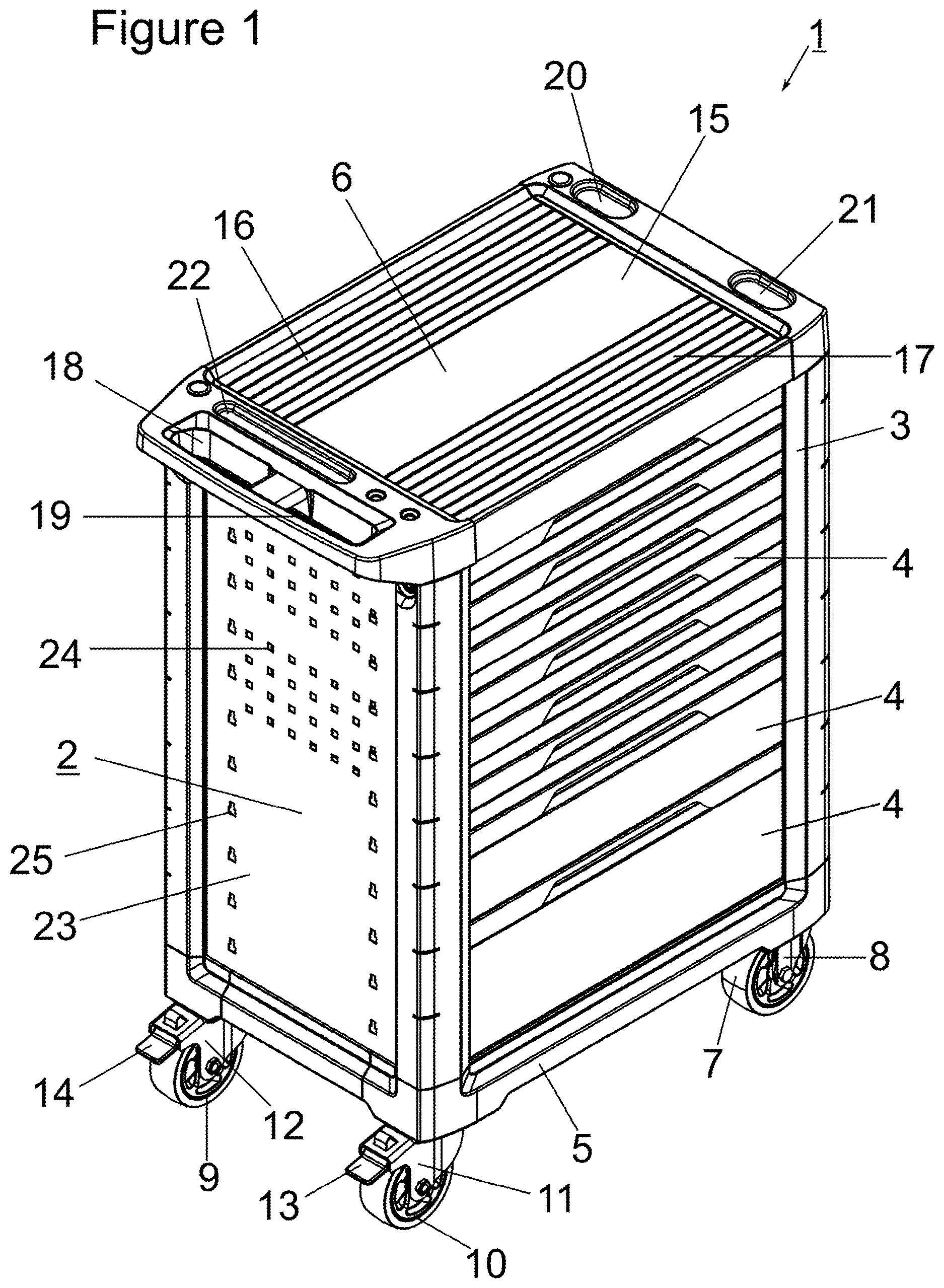 Patent US12617071 Figure 1 – Storage unit for tools