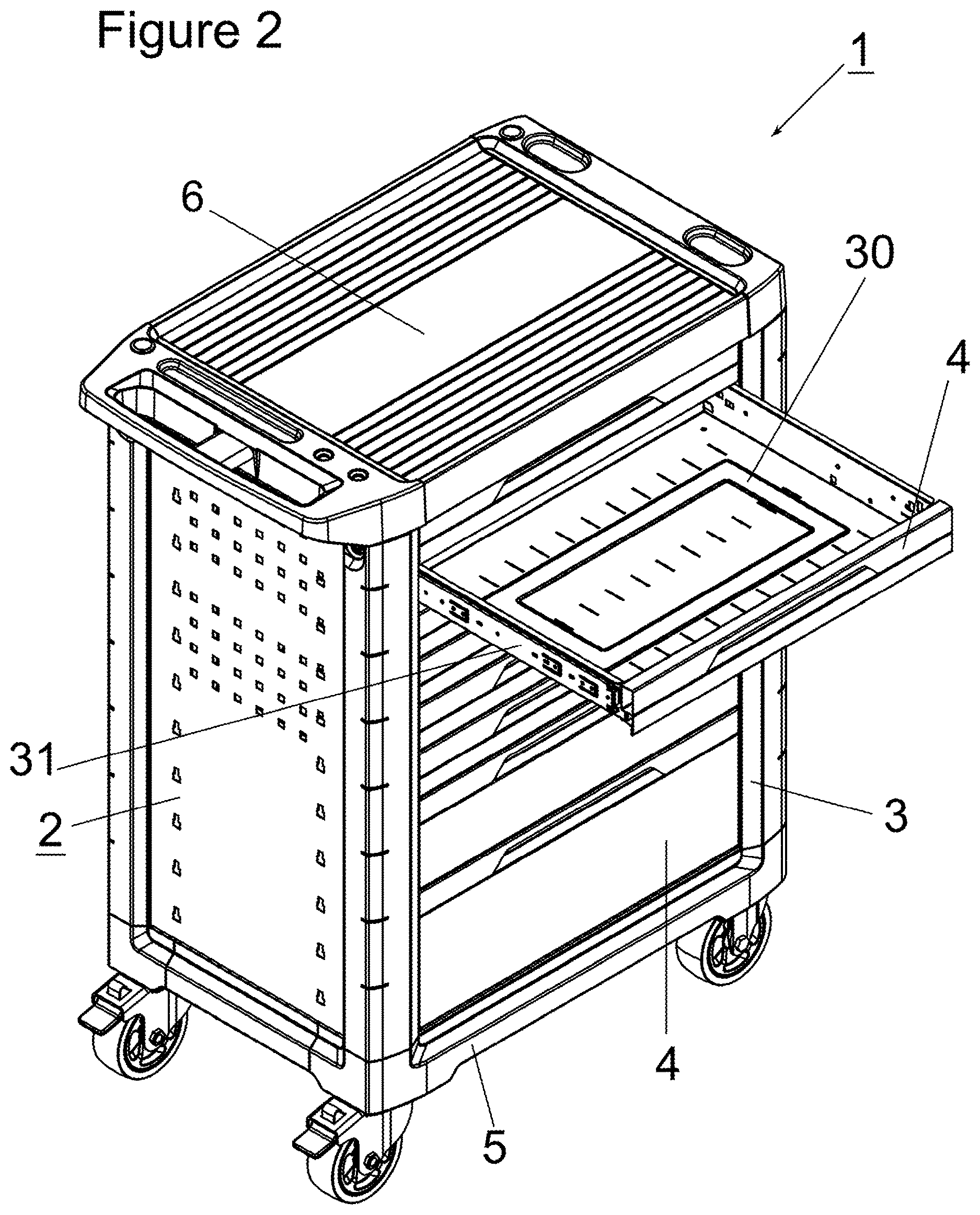 Patent US12617071 Figure 2 – Storage unit for tools
