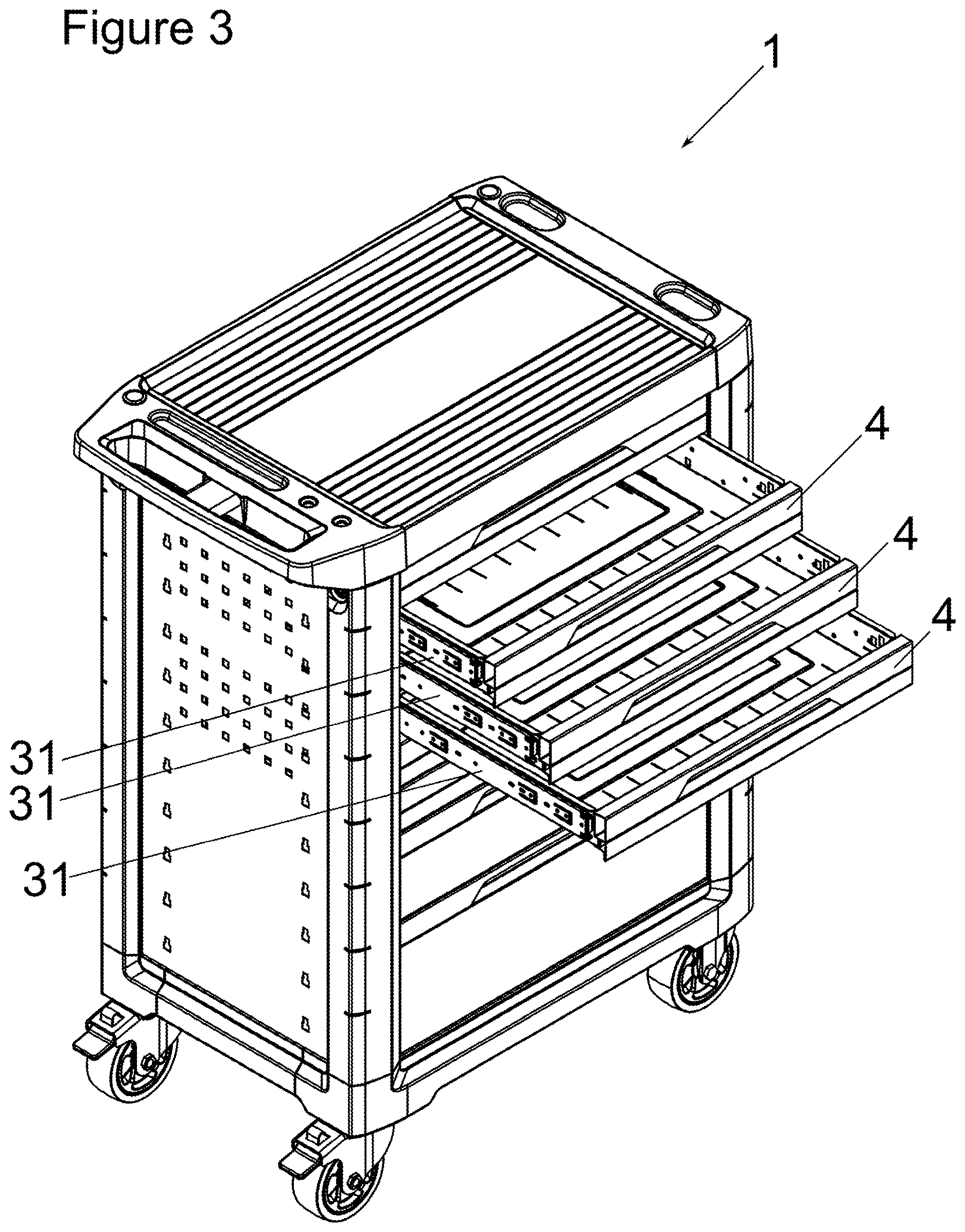 Patent US12617071 Figure 3 – Storage unit for tools