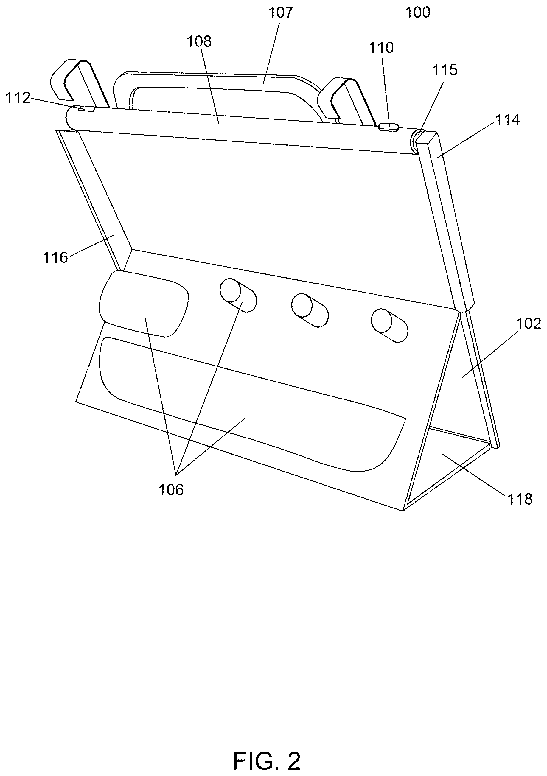Patent US12617072 Figure 2 – Integrated drywall finishing tool organizer with cleaning system