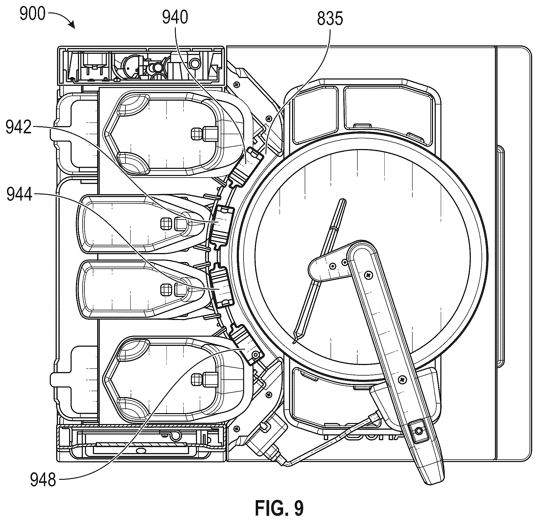 Patent US12617100 Figure 9 – Countertop cooking robot