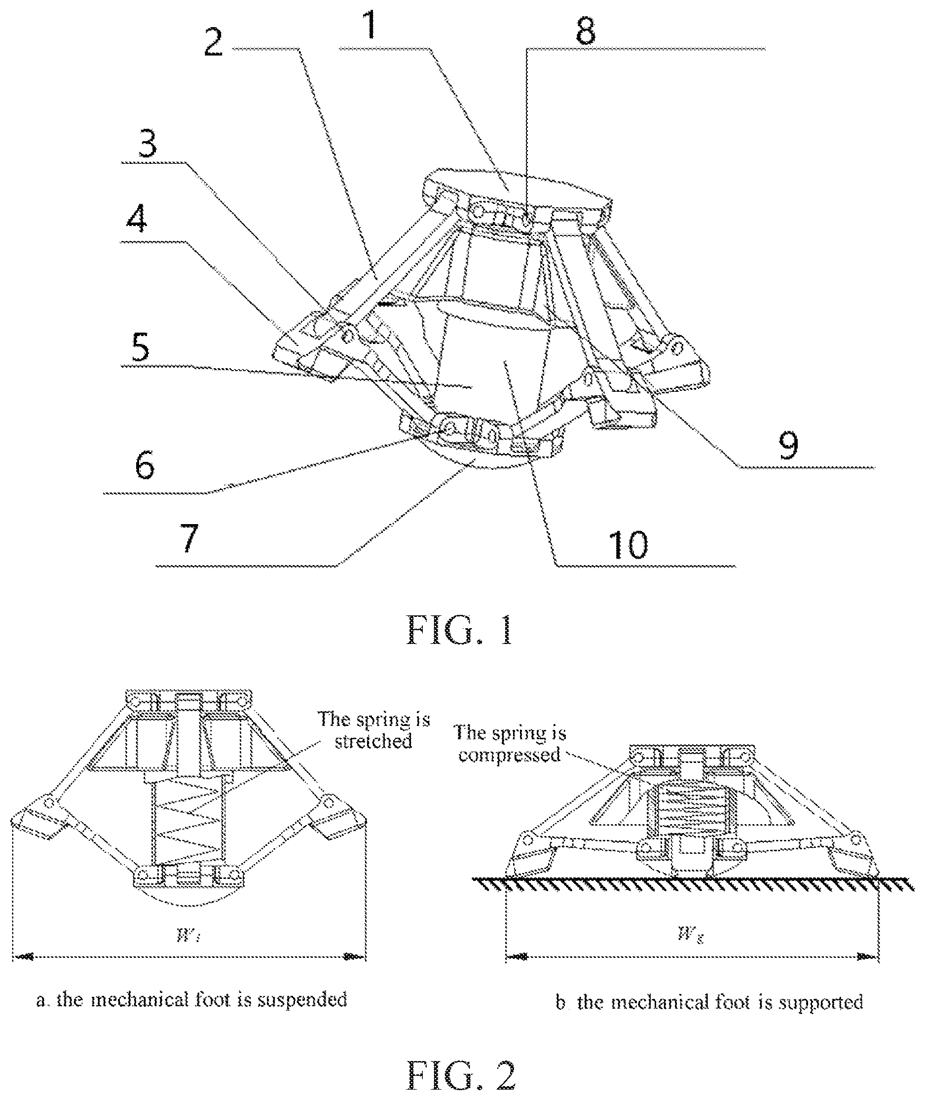 Patent US12617104 Figure 1 – Self-adaptive mechanical foot for legged robot and working method thereof