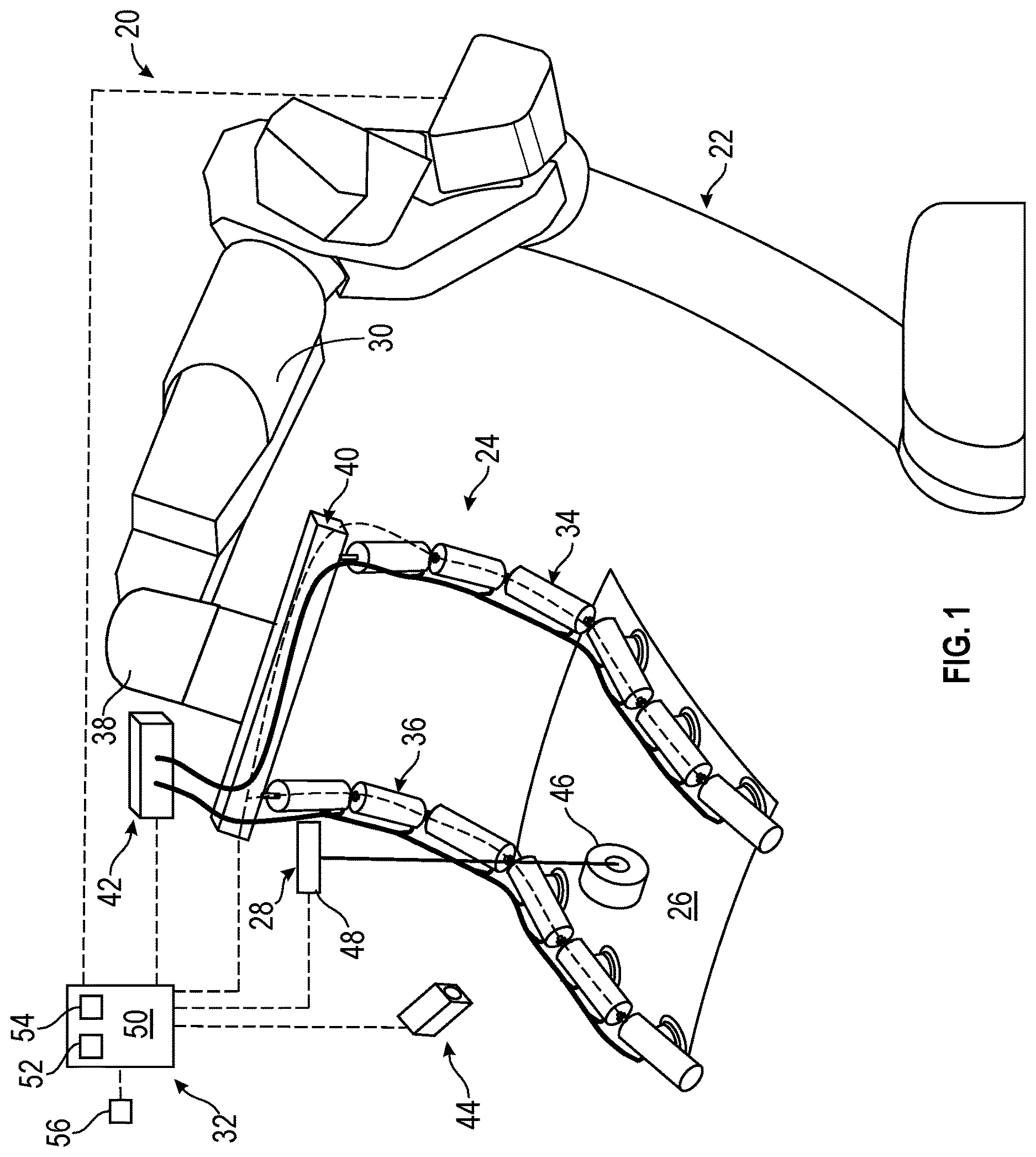 Patent US12617105 Figure 1 – Robotic end effector system and method with lockable compliance
