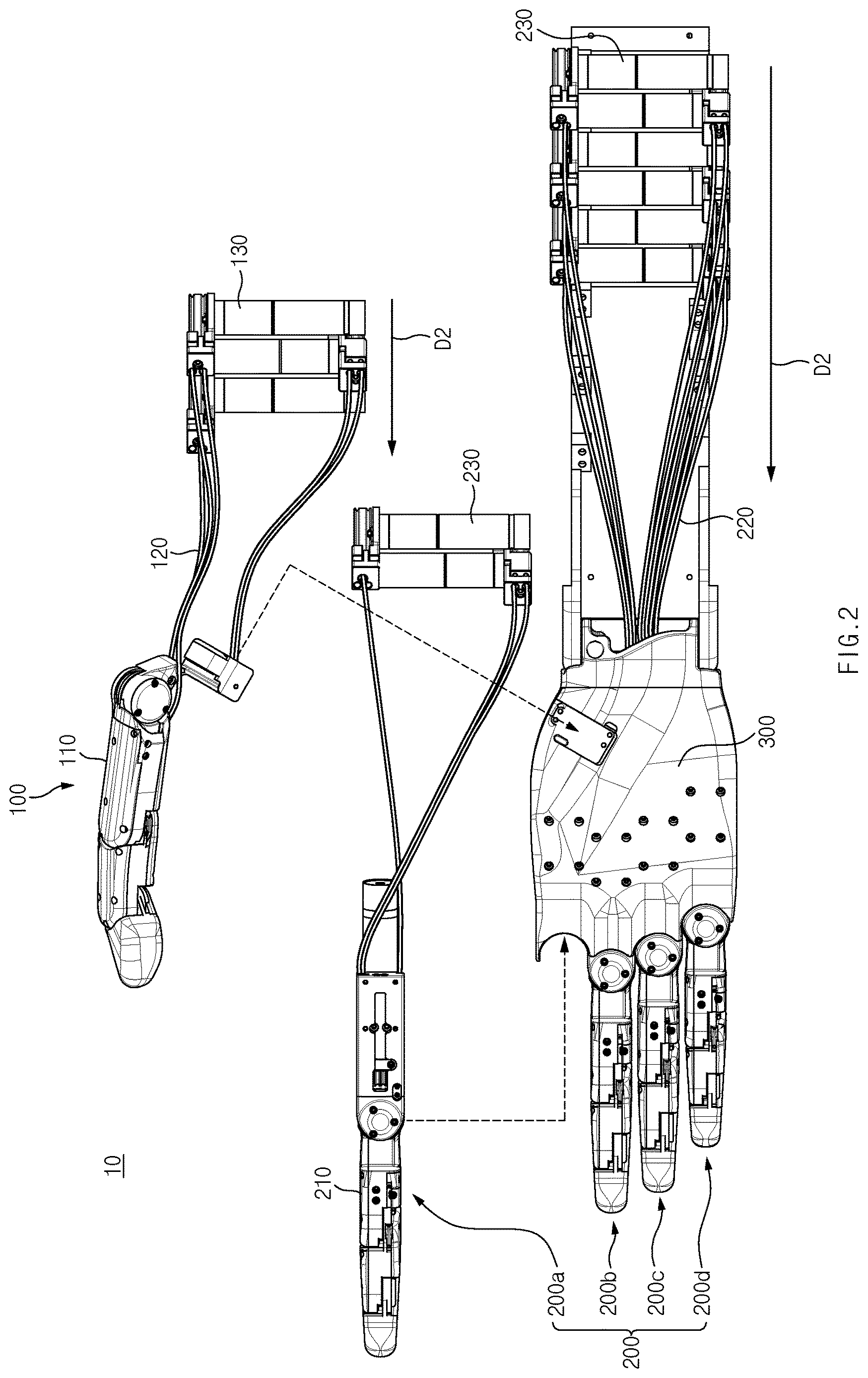 Patent US12617106 Figure 2 – Robot hand module