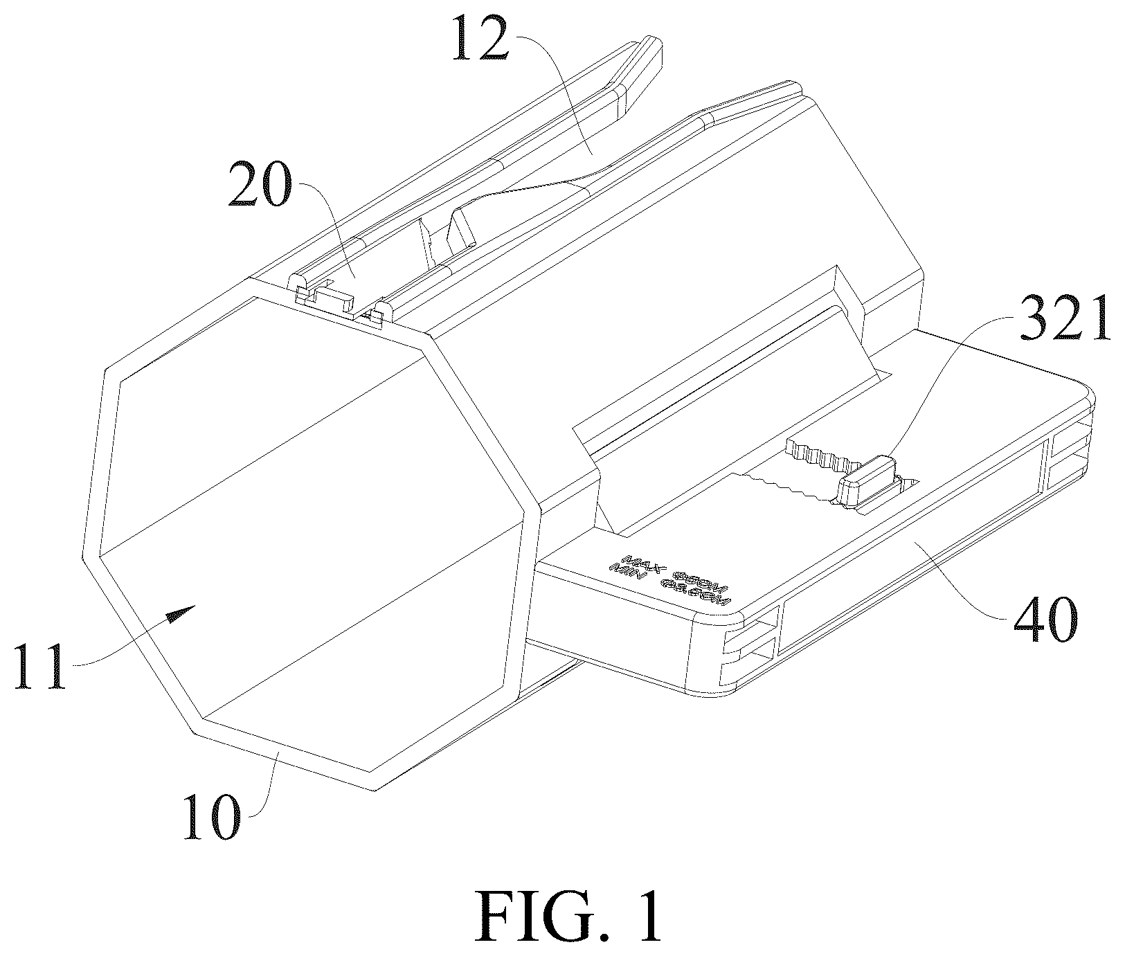 Patent US12617111 Figure 1 – Paper cutter