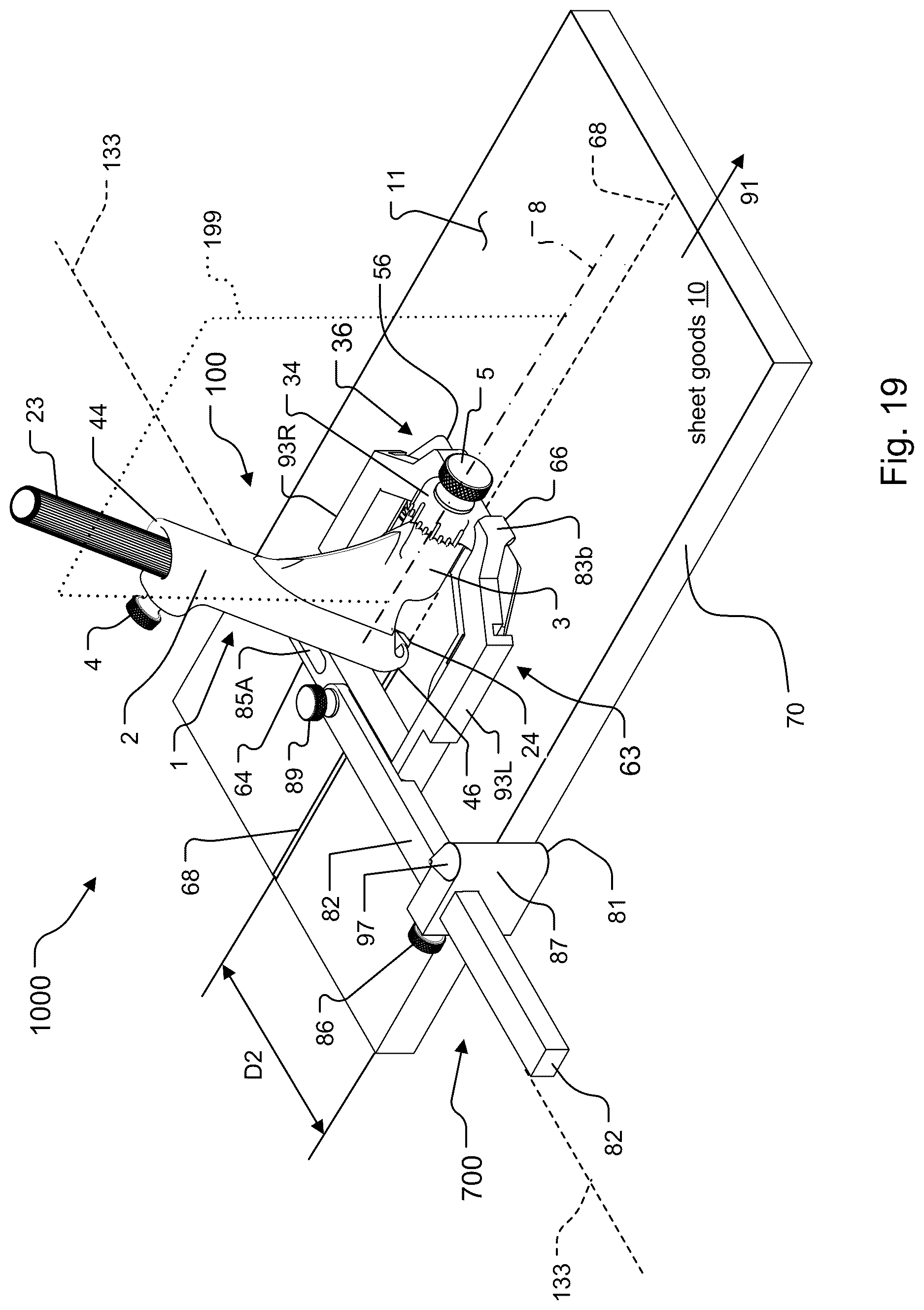 Patent US12617112 Figure 16 – Handheld cutting device and system for cutting sheet goods