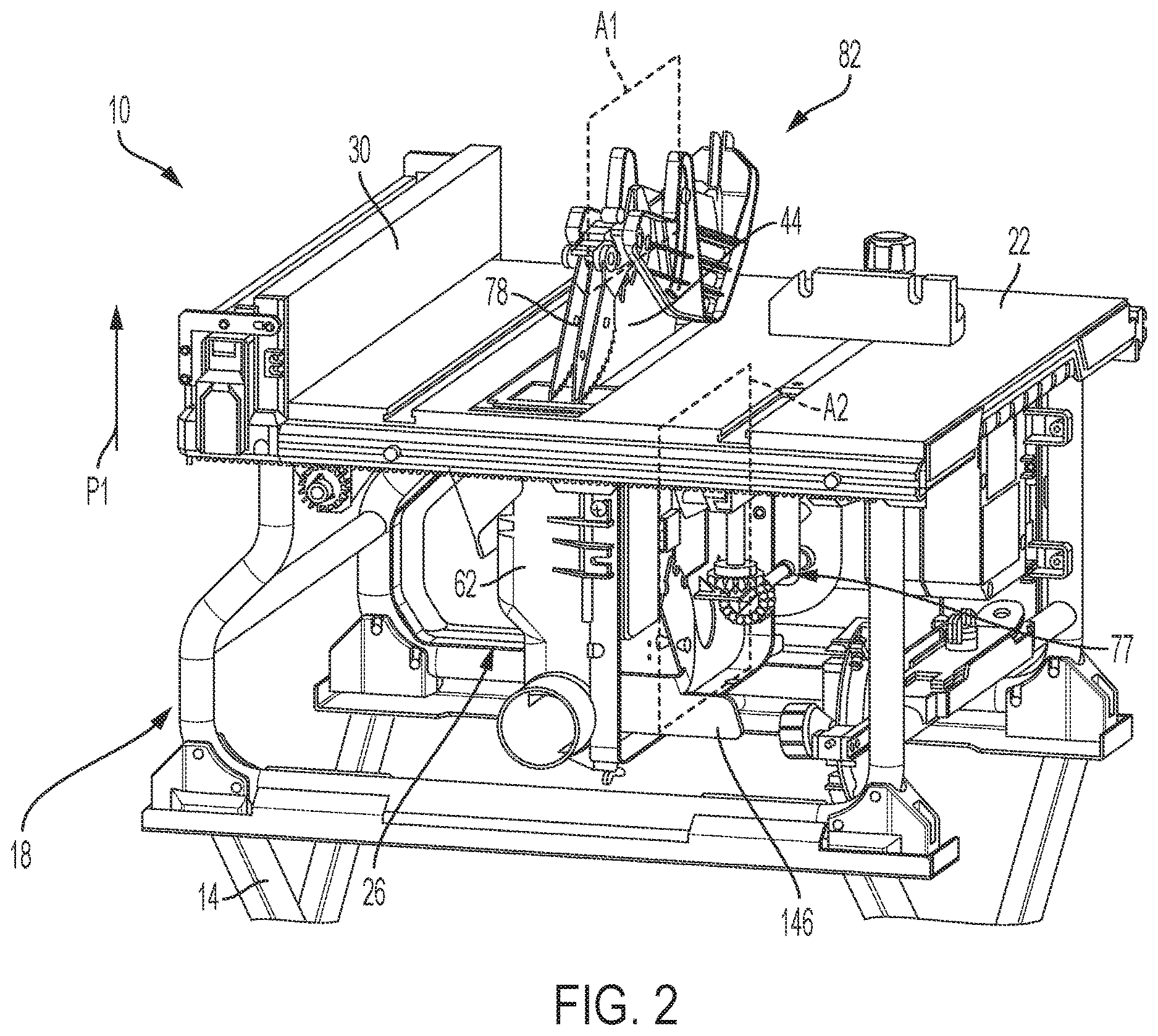 Patent US12617116 Figure 2 – Table saw including storage mount for blade guard assembly