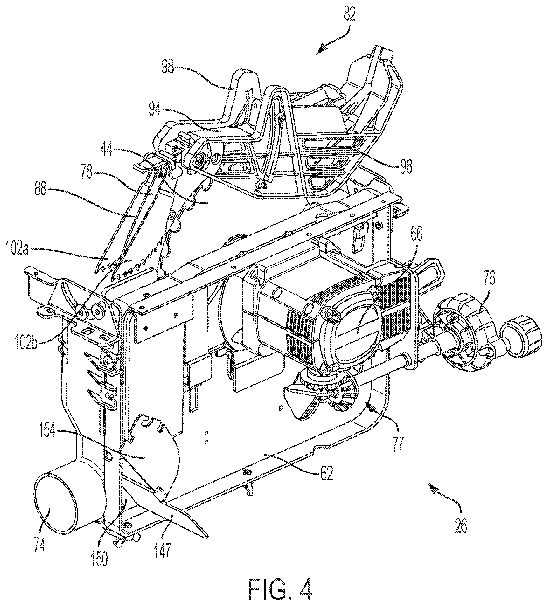 Patent US12617116 Figure 4 – Table saw including storage mount for blade guard assembly
