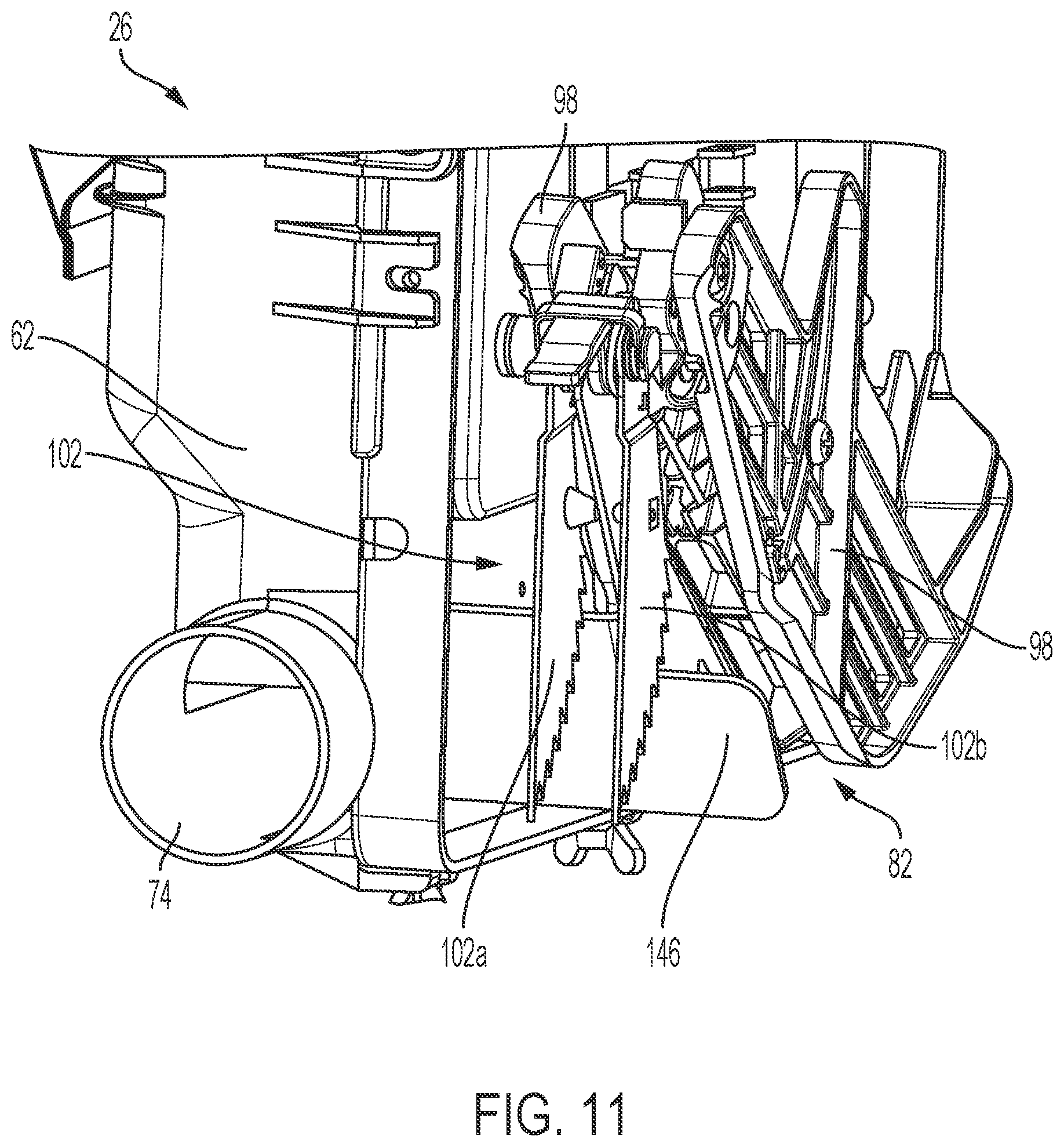 Patent US12617116 Figure 11 – Table saw including storage mount for blade guard assembly