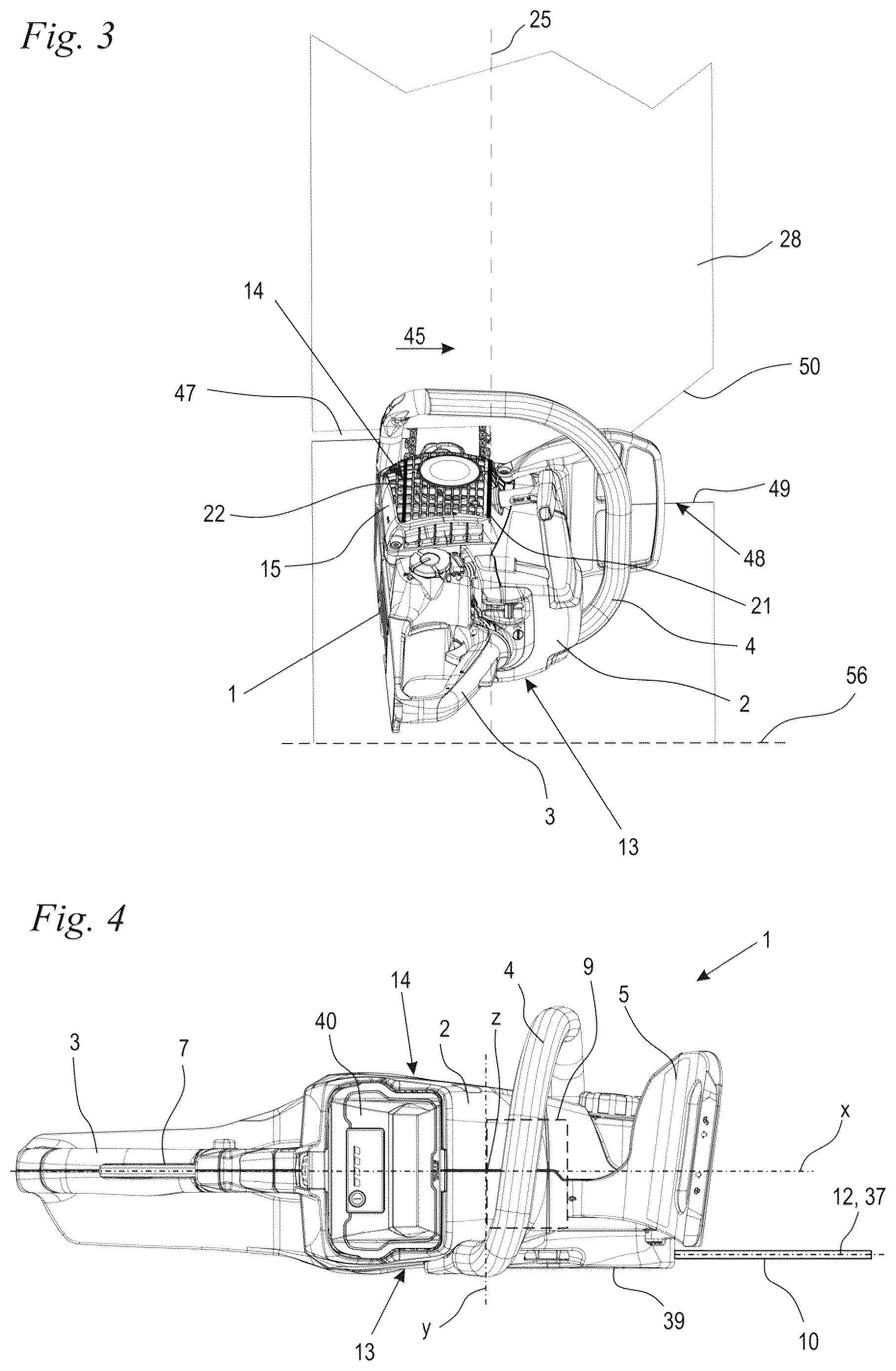 Patent US12617117 Figure 2 – Chain saw and method for making a cut in a work piece with a chain saw