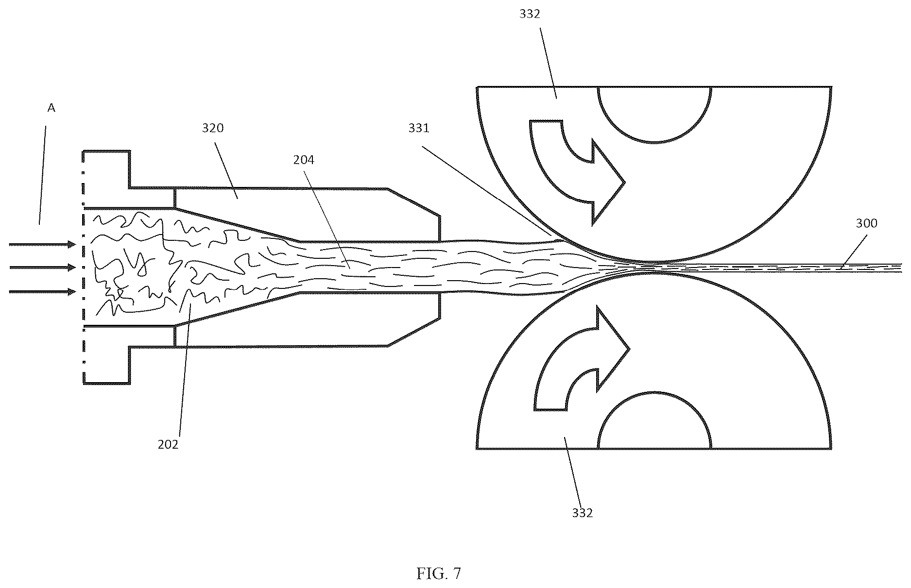 Patent US12617131 Figure 7 – Continuous roll molding system and method; frangible cap strip and method of making using continuous roll molding