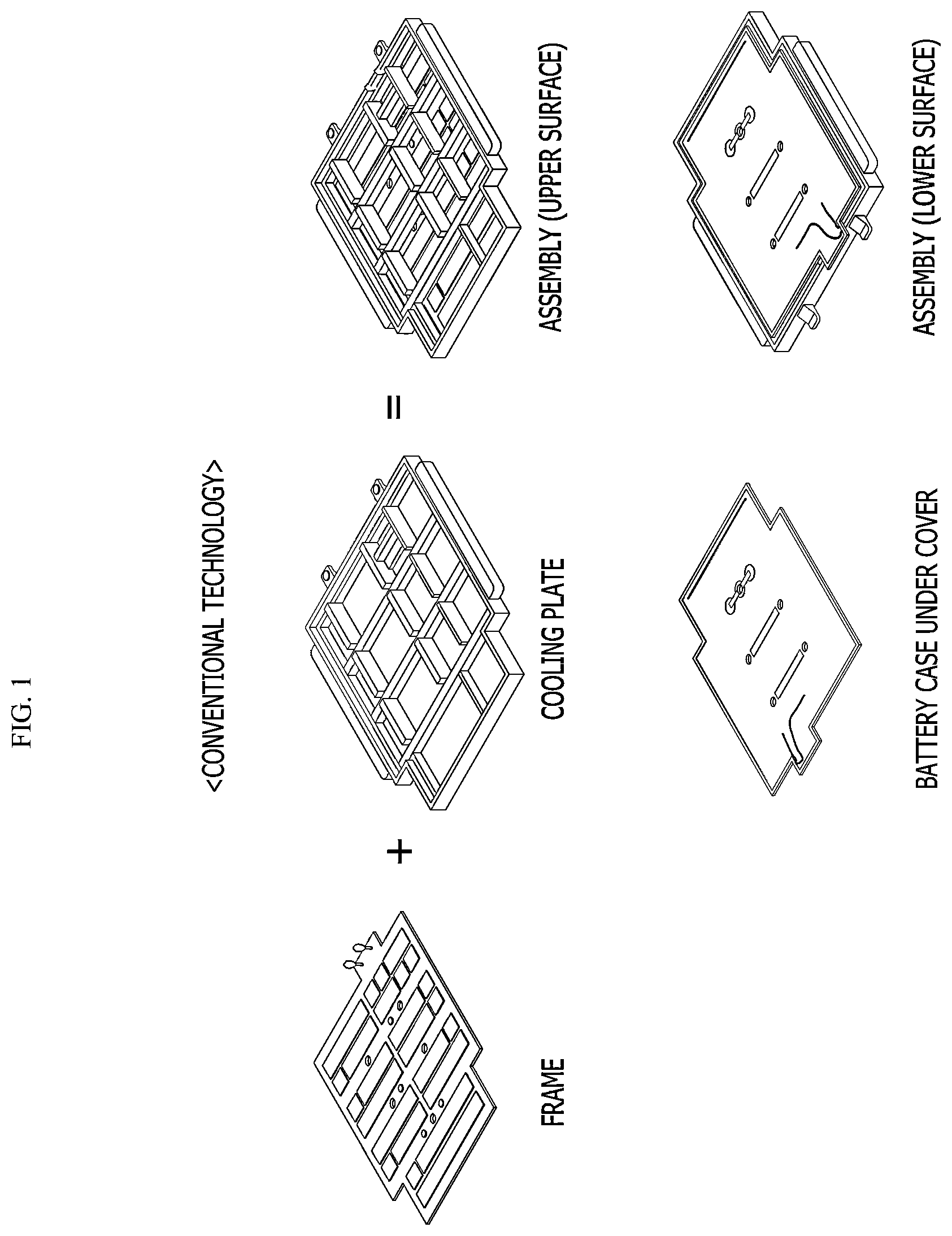 Patent US12617134 Figure 1 – Cooling plate injection bonding method for electric vehicle battery case frame
