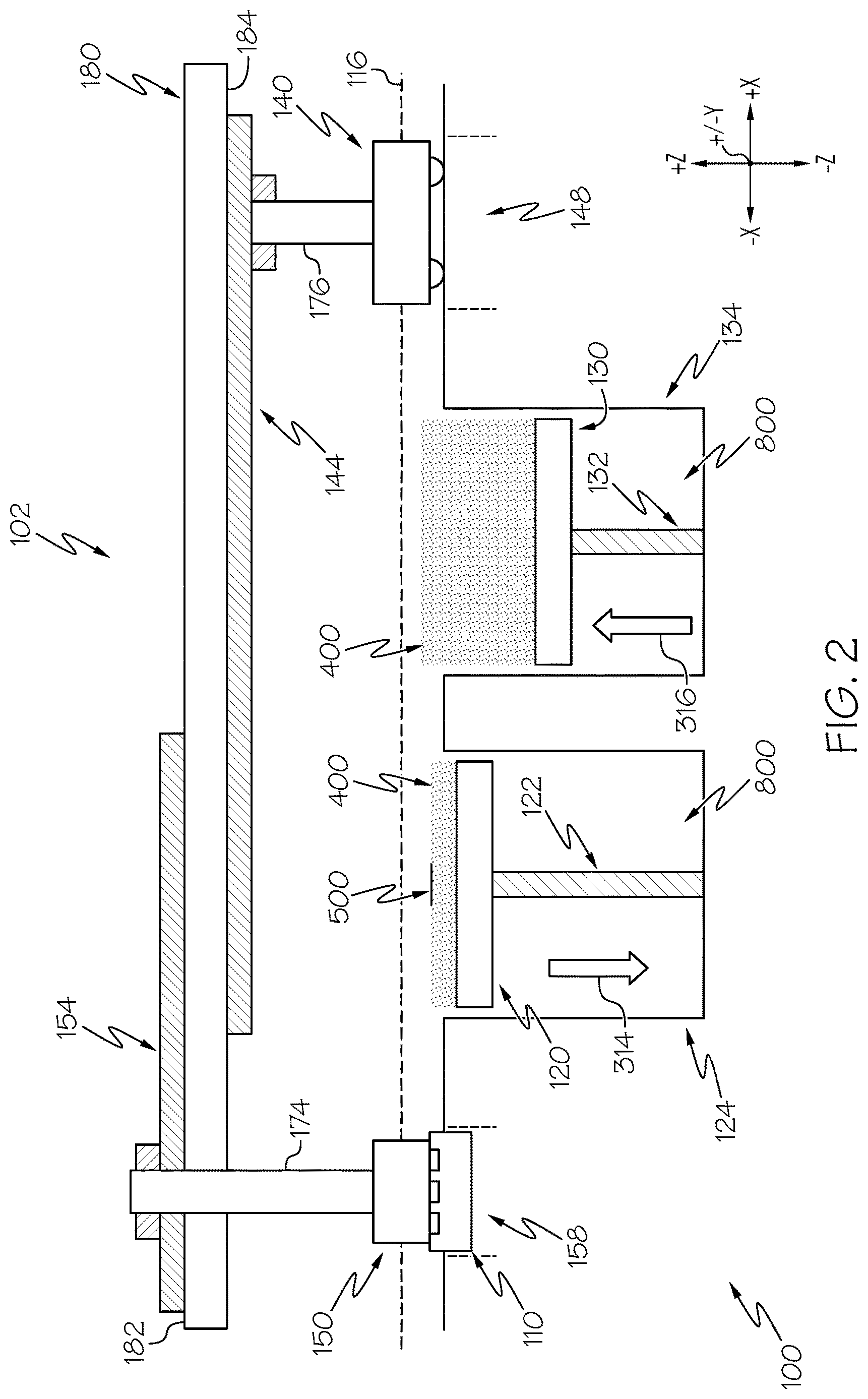 Patent US12617148 Figure 2 – Actuator assemblies for additive manufacturing apparatuses and methods for using the same