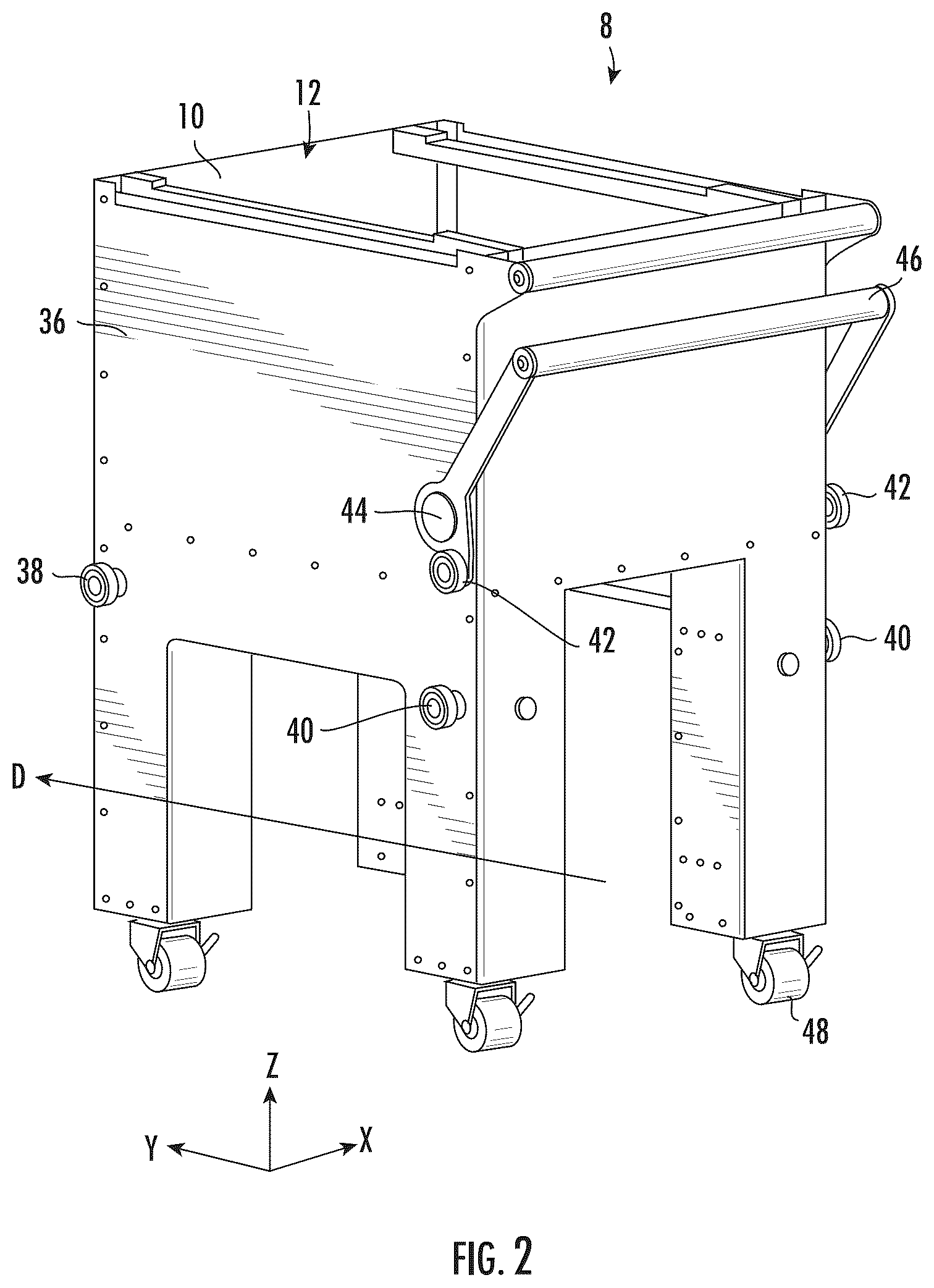 Patent US12617153 Figure 2 – Three-dimensional printing system with resin vessel positioning system