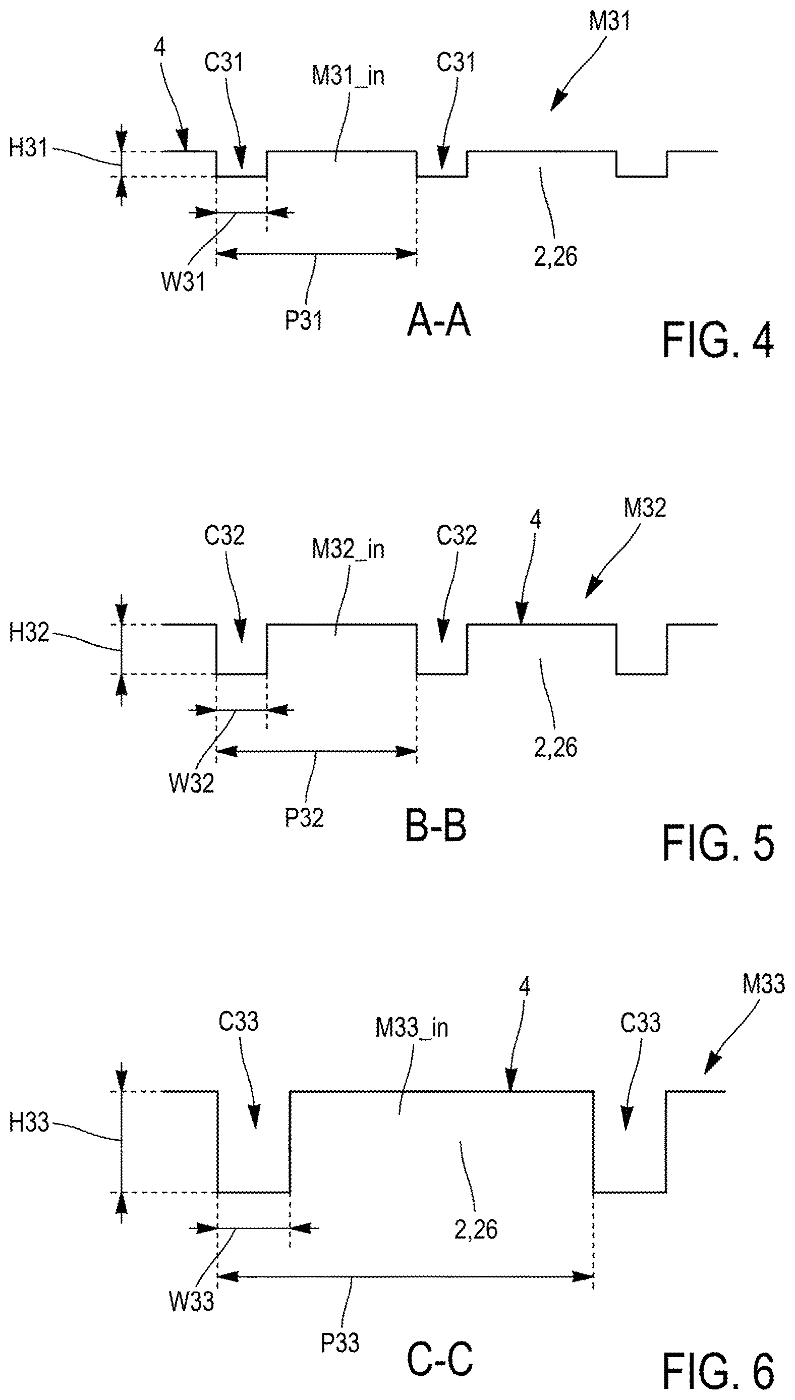 Patent US12617167 Figure 4 – Pneumatic tire curing method using a curing membrane comprising three drainage areas arranged in increasing order of depth