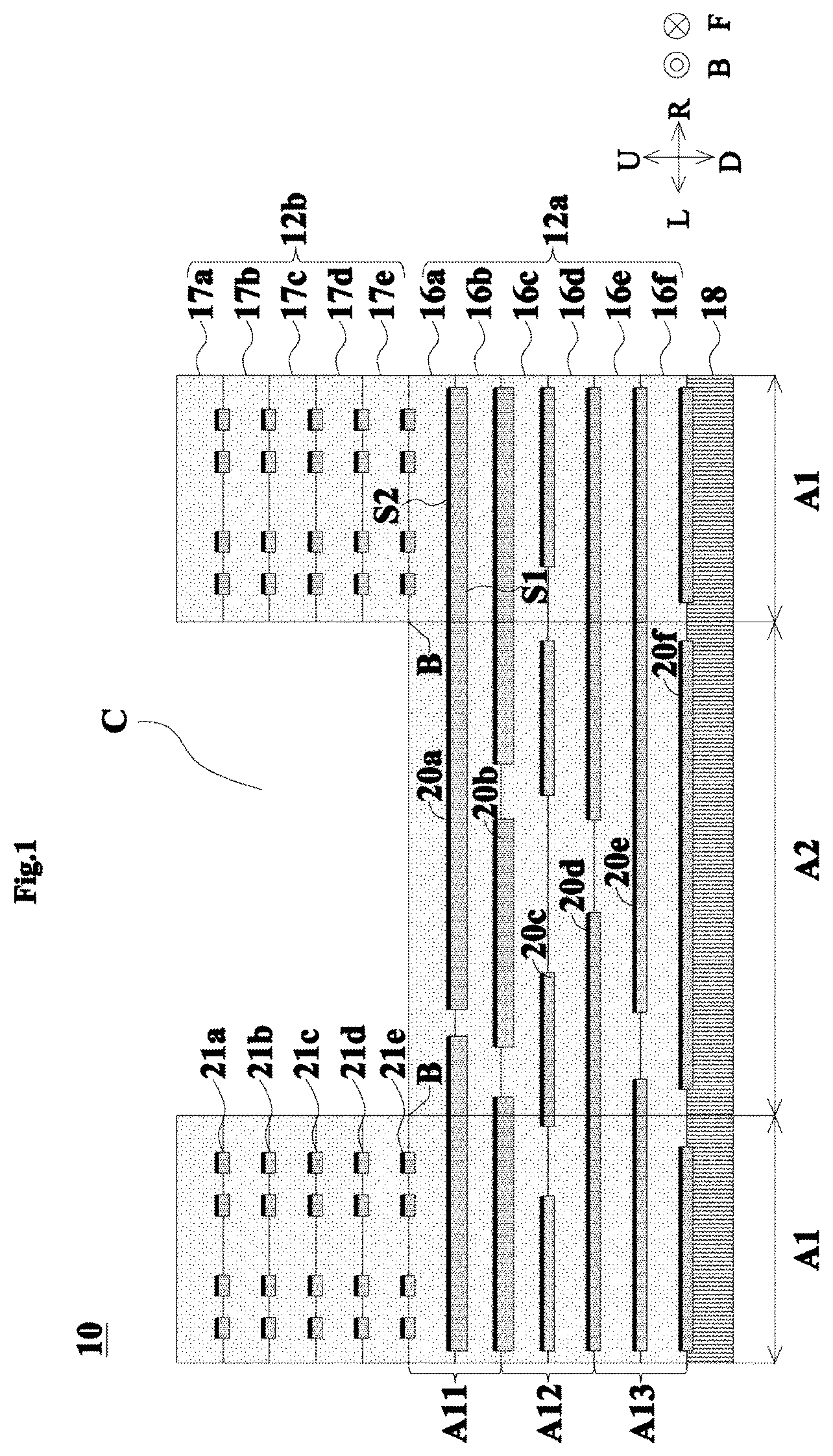 Patent US12617182 Figure 1 – Multilayer substrate