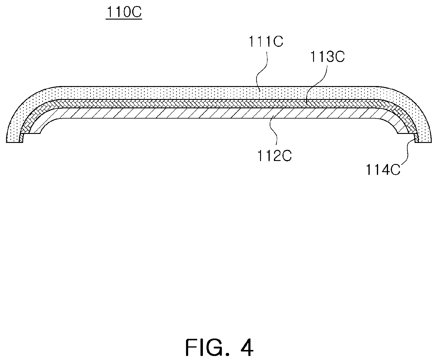 Patent US12617184 Figure 5 – Glass protective film for covering a curved surface of a portable display, device of adhering the glass protective films to the curved surface of the portable display, and method of adhering the glass protective film to the curved surface using the device