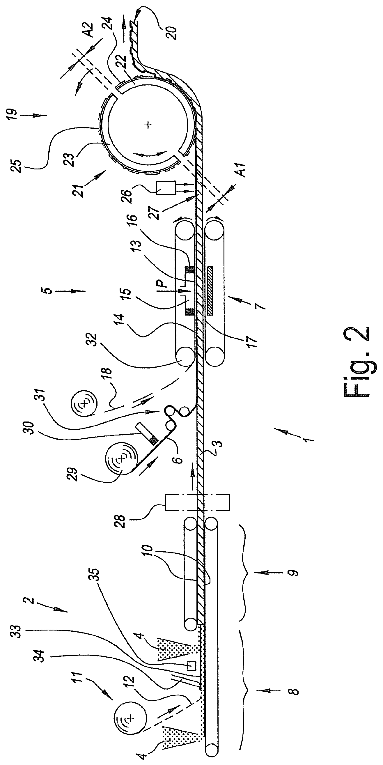 Patent US12617195 Figure 2 – Method and installation for manufacturing a floor covering product and floor covering product obtained hereby