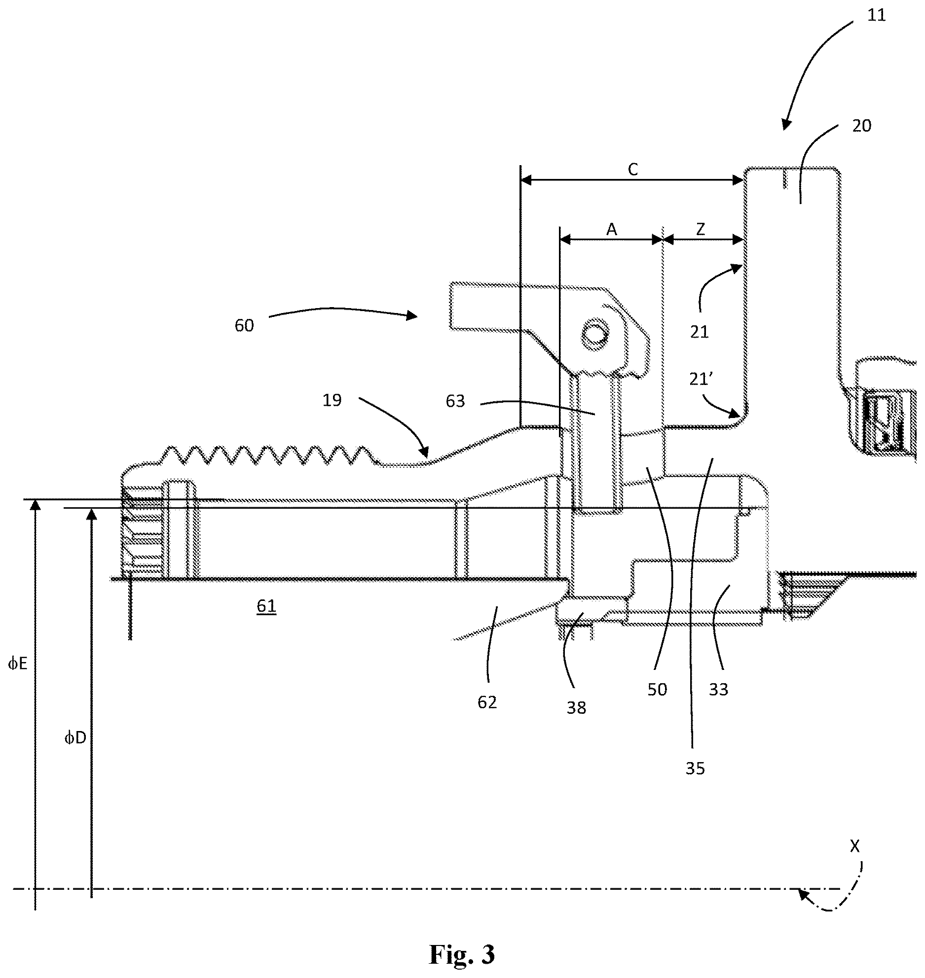 Patent US12617230 Figure 3 – Integrated hub bearing unit