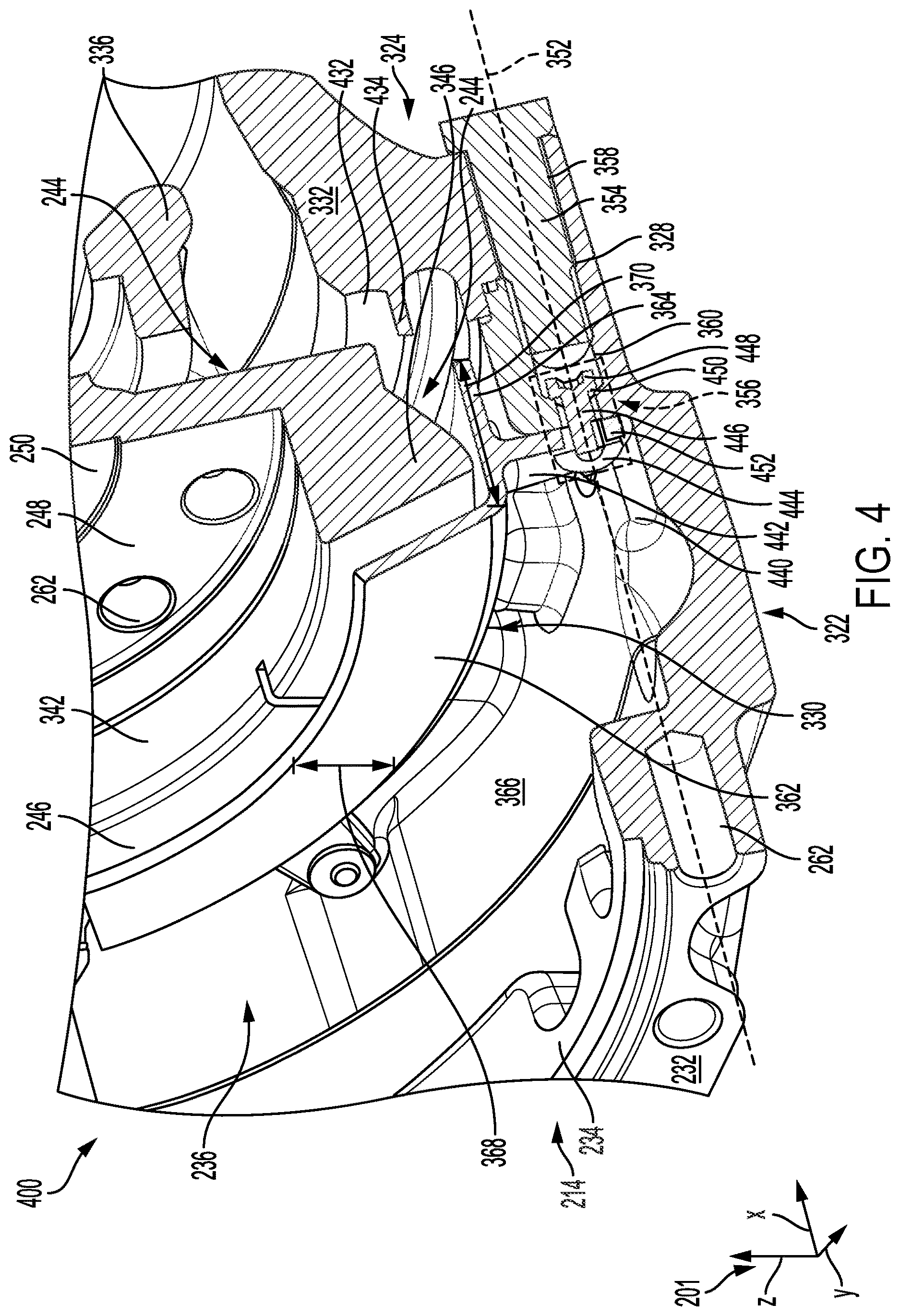 Patent US12617235 Figure 4 – High efficiency modular carter assembled coaxially to existing holes