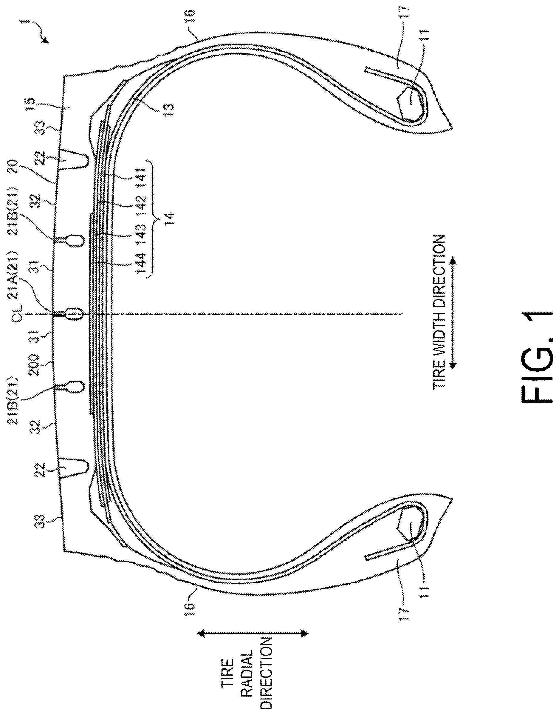 Patent US12617241 Figure 1 – Tire