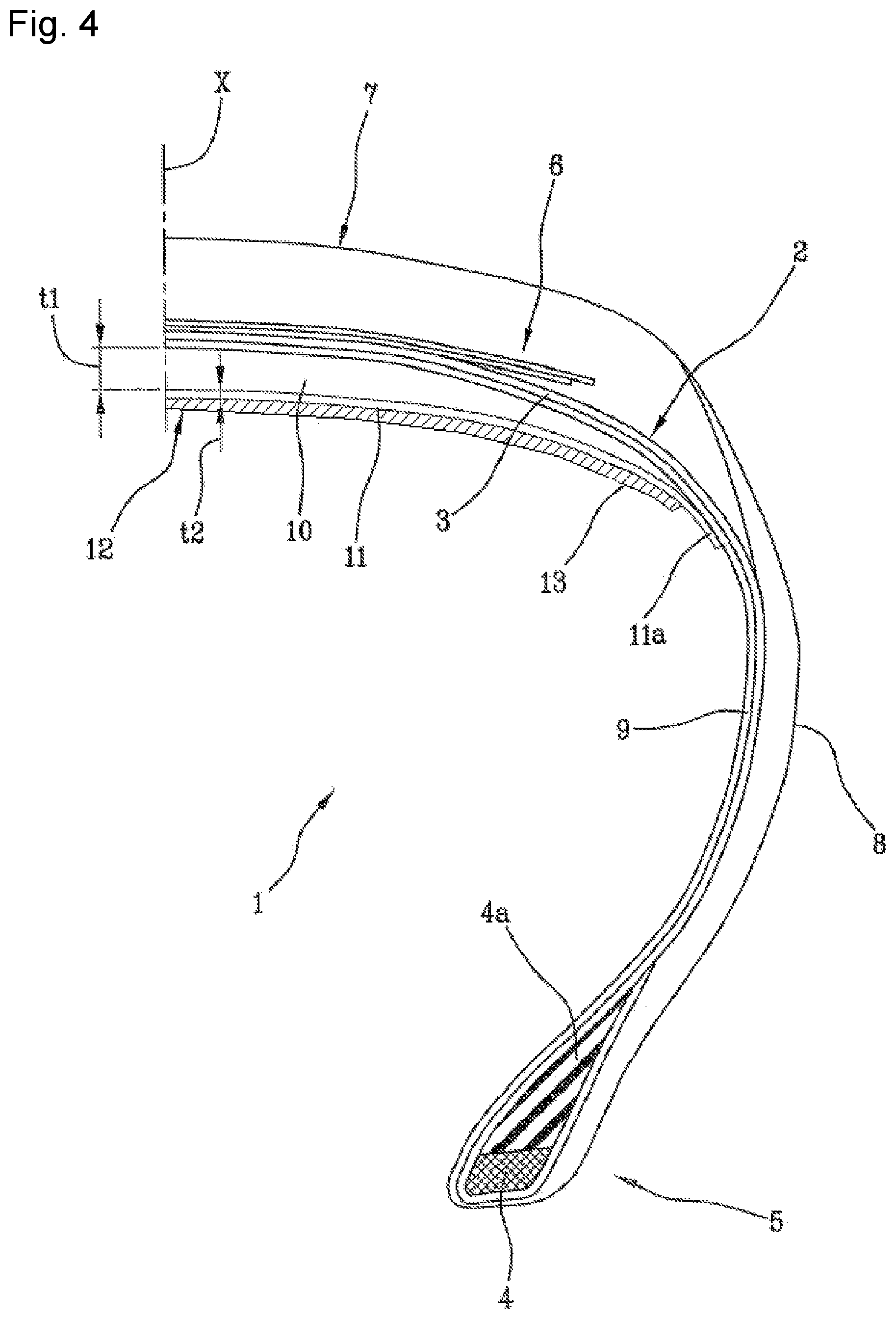 Patent US12617243 Figure 4 – Self-sealing tyre for vehicle wheels