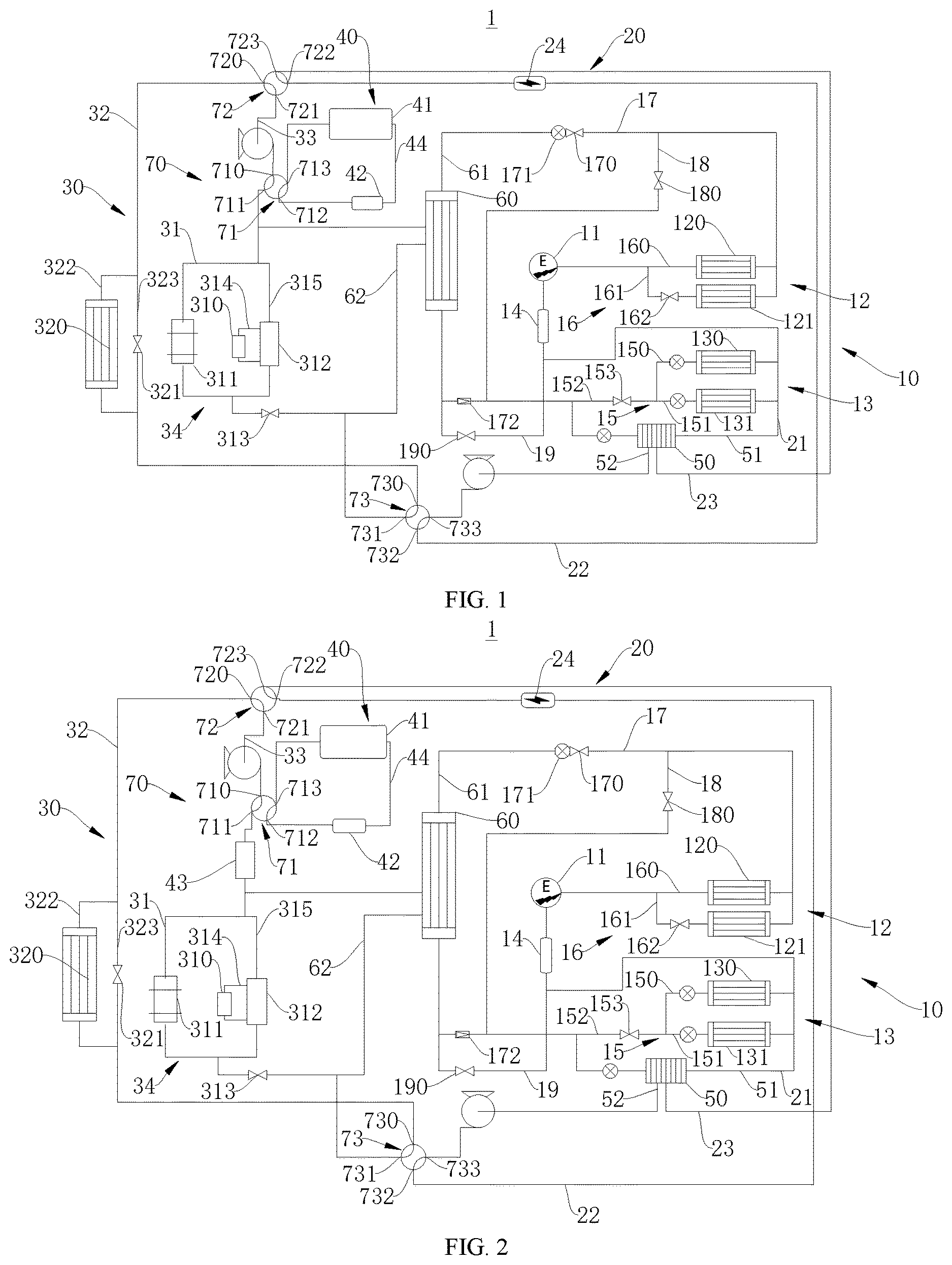 Patent US12617254 Figure 1 – Heat management system for vehicle and vehicle