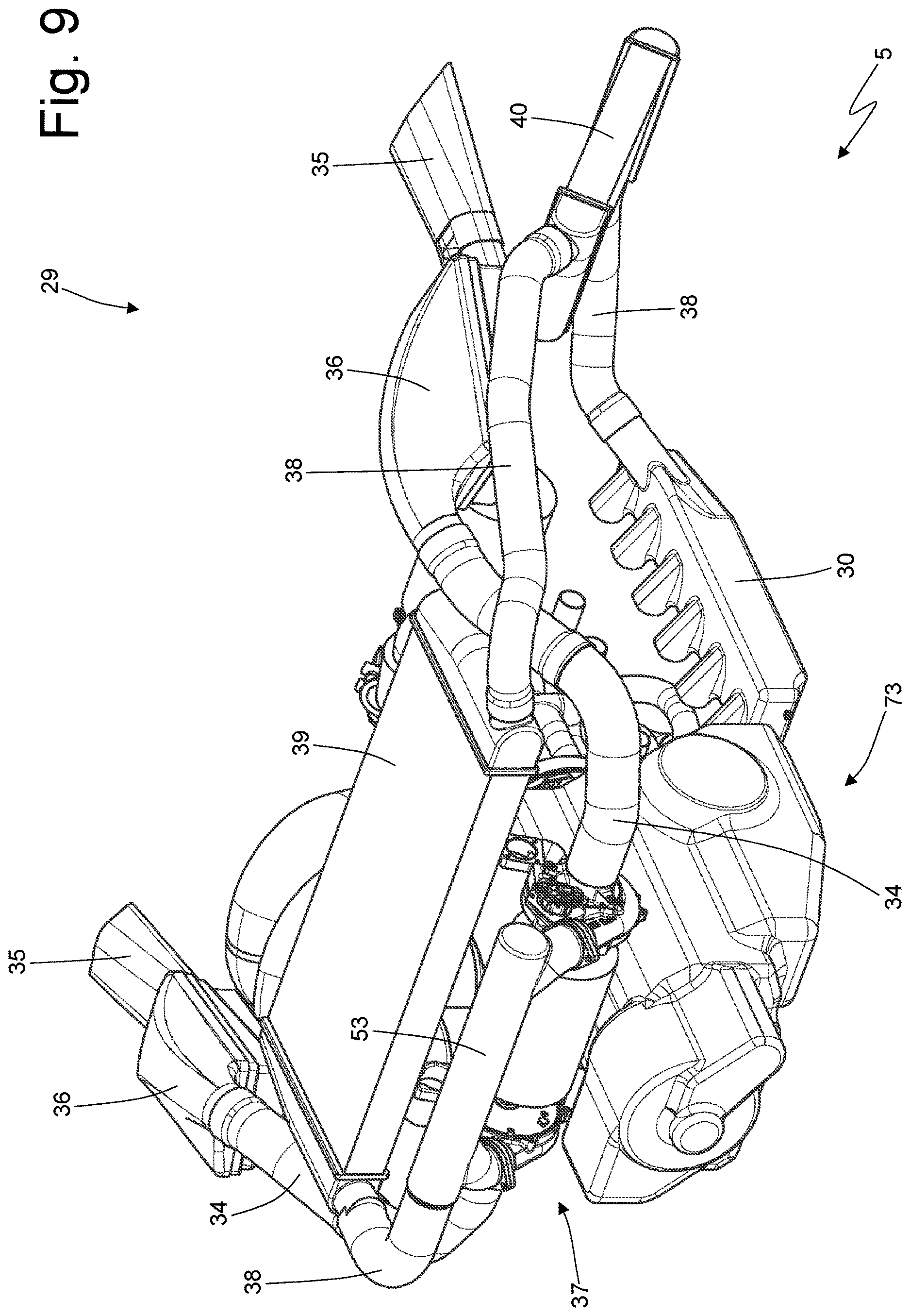 Patent US12617264 Figure 9 – Car provided with an internal combustion engine arranged with the drive shaft up