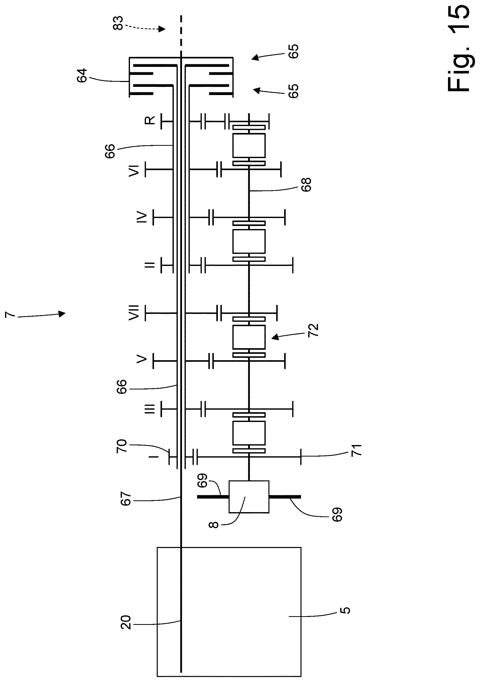Patent US12617264 Figure 15 – Car provided with an internal combustion engine arranged with the drive shaft up