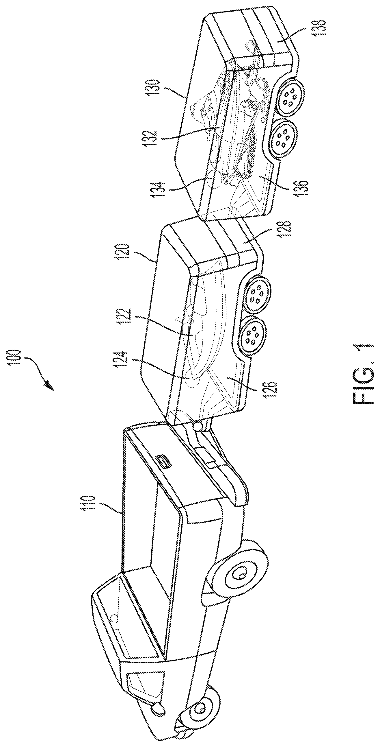 Patent US12617287 Figure 1 – Vehicle with electrified charging trailer control