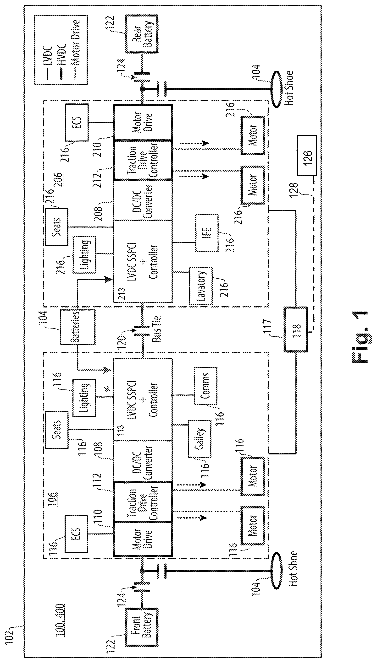 Patent US12617298 Figure 1 – Power district architecture for a vehicle