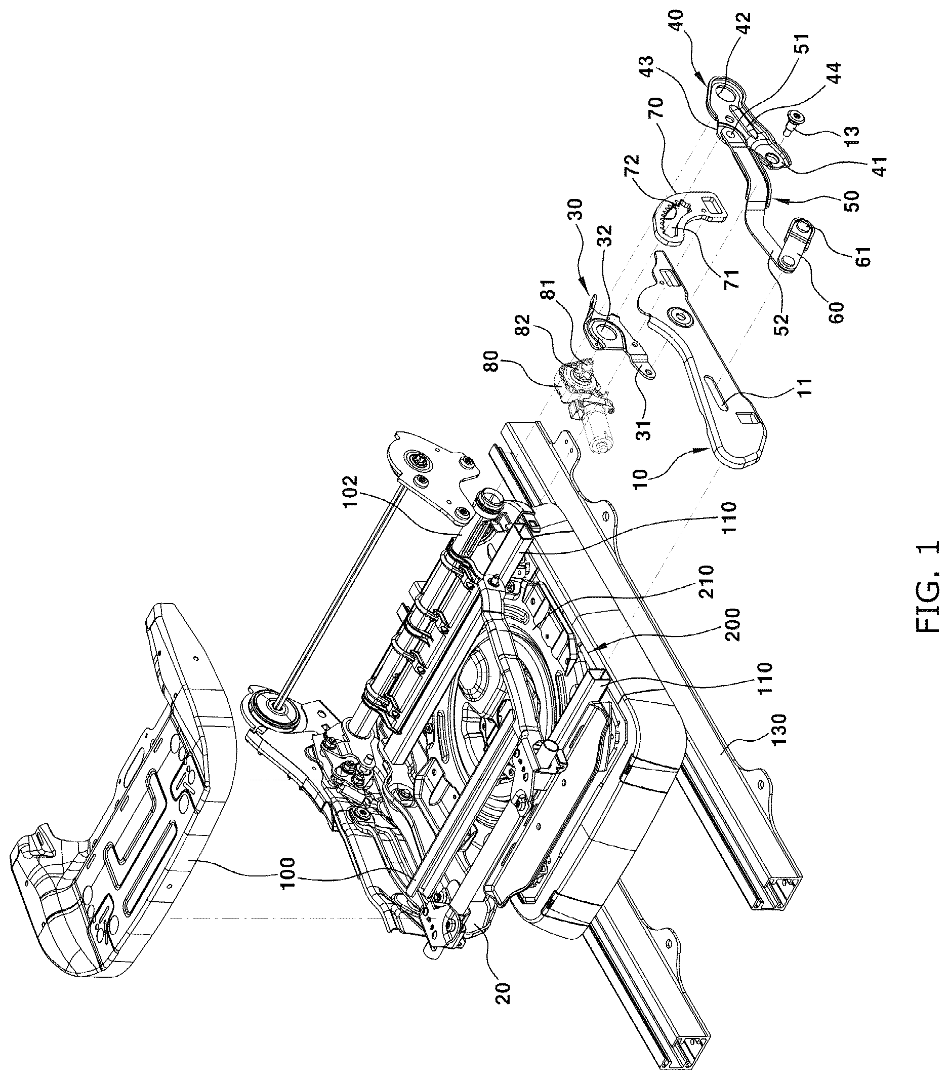 Patent US12617316 Figure 1 – Get on and off guide device of seat for vehicle