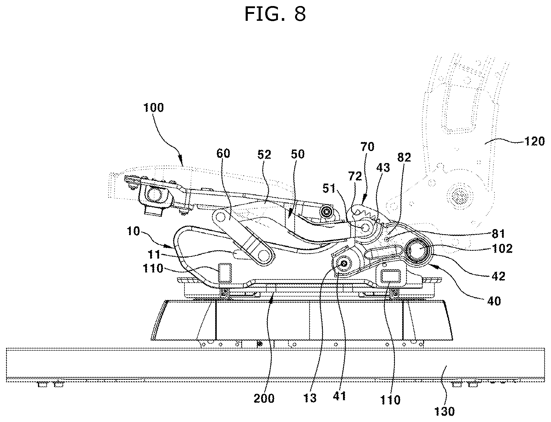 Patent US12617316 Figure 7 – Get on and off guide device of seat for vehicle