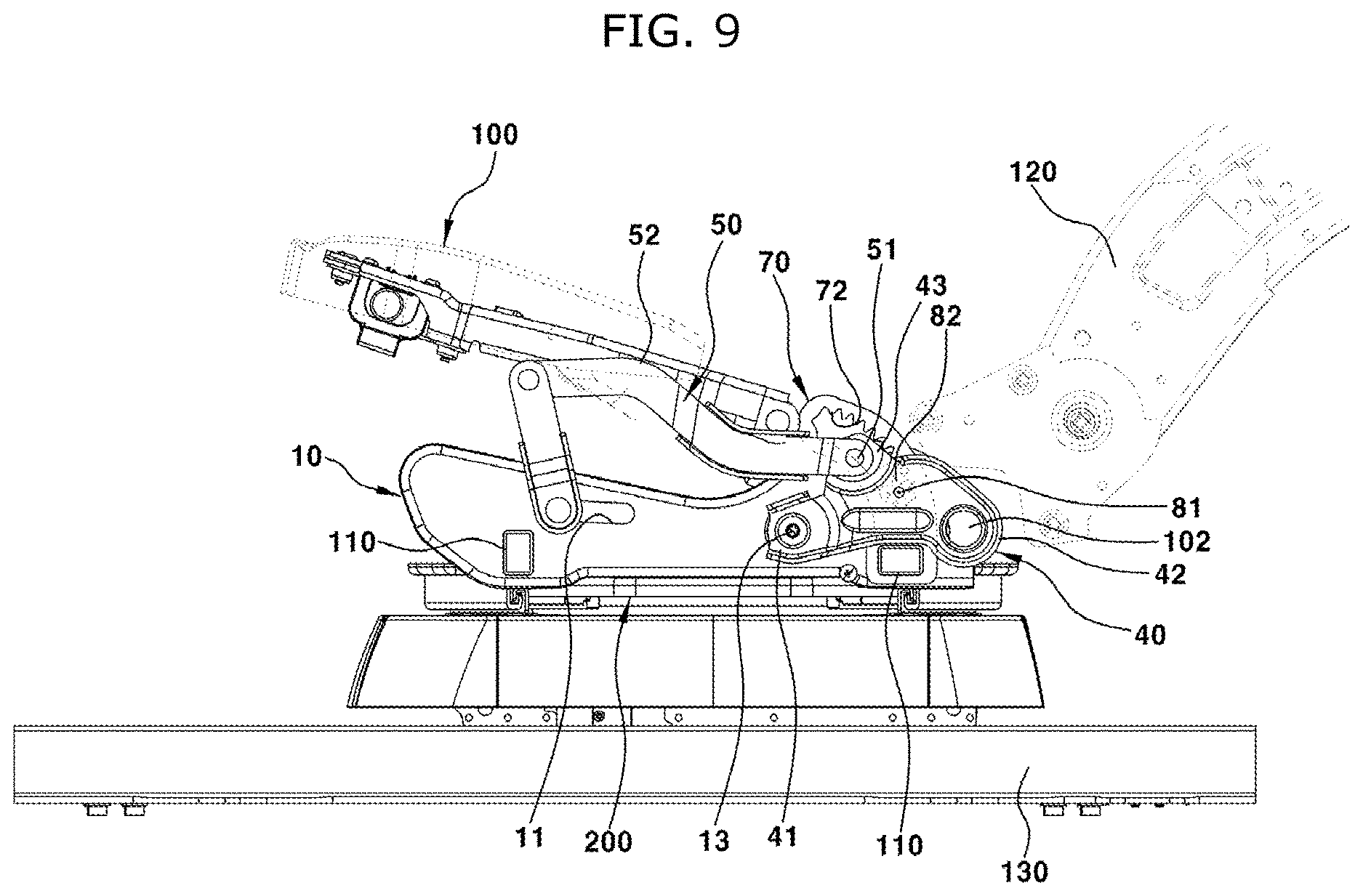 Patent US12617316 Figure 8 – Get on and off guide device of seat for vehicle