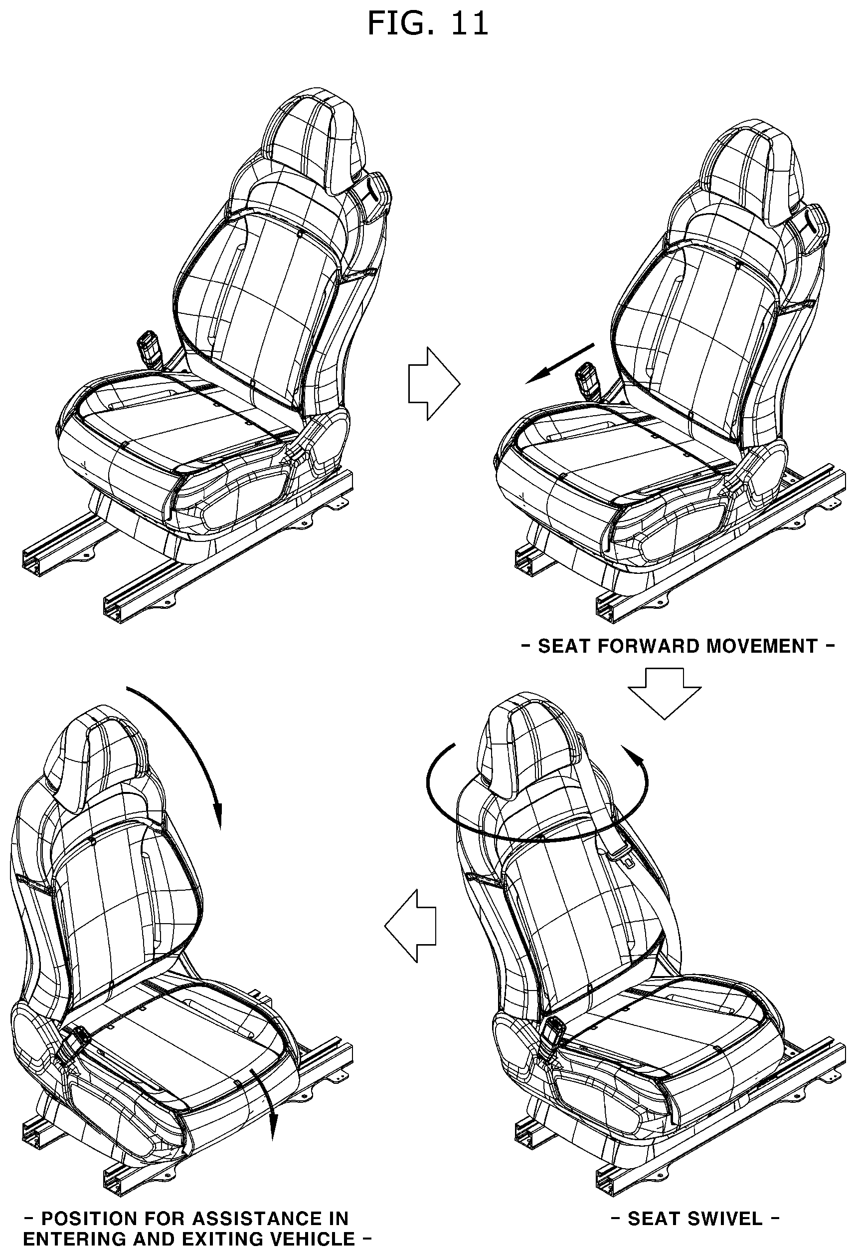 Patent US12617316 Figure 10 – Get on and off guide device of seat for vehicle