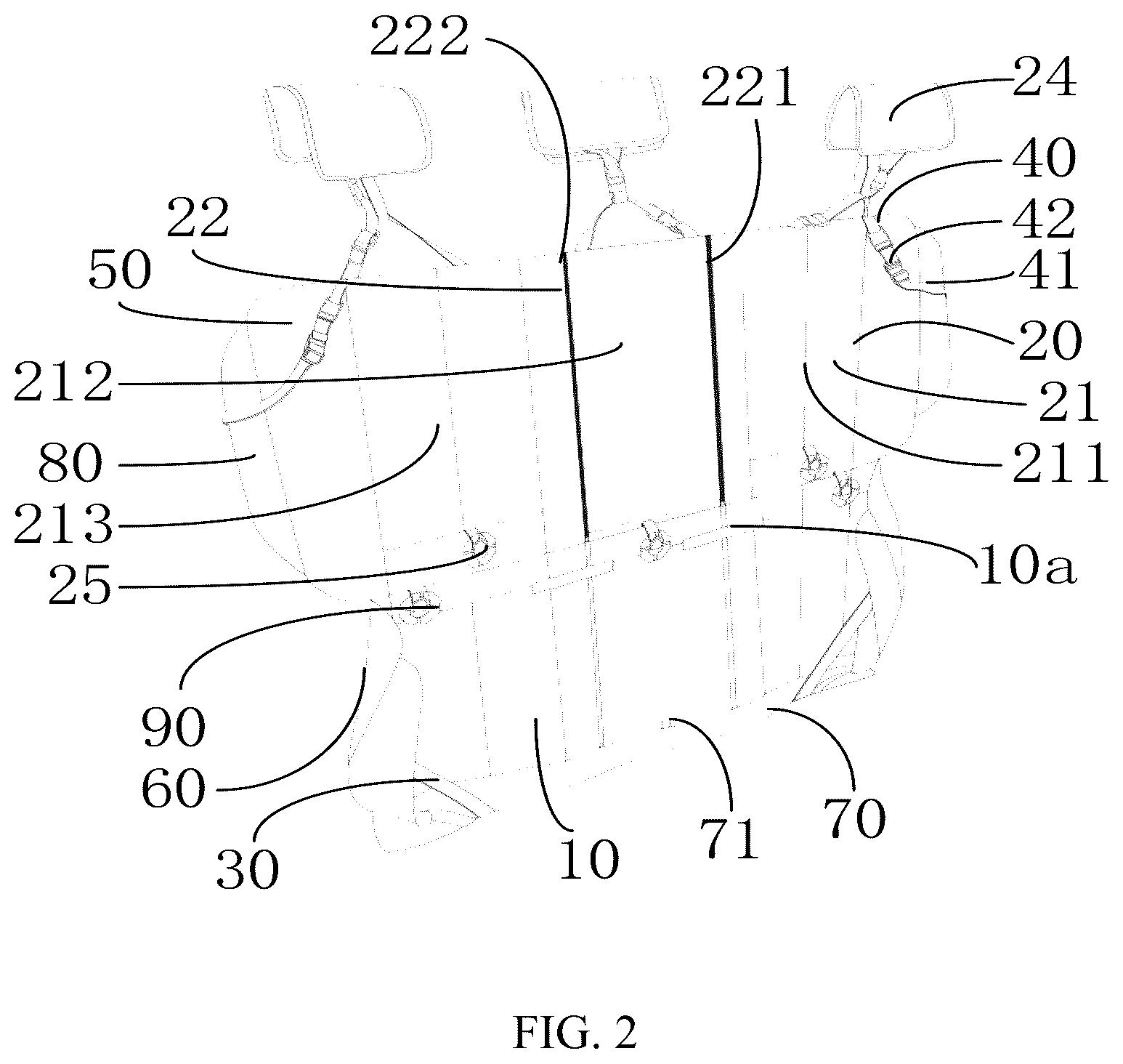 Patent US12617322 Figure 2 – Protective cover for automobile rear seat