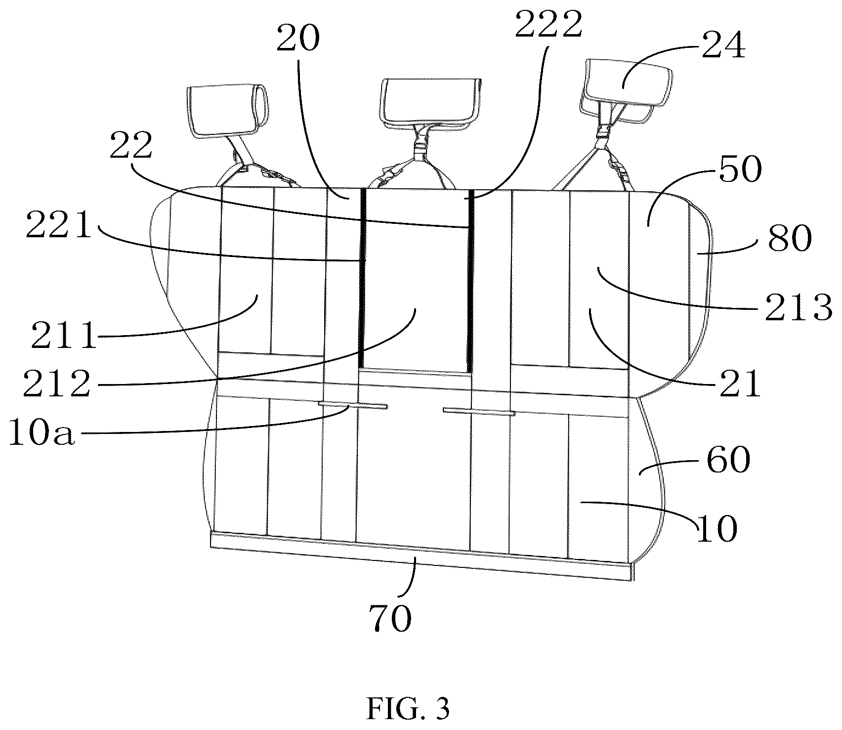 Patent US12617322 Figure 3 – Protective cover for automobile rear seat