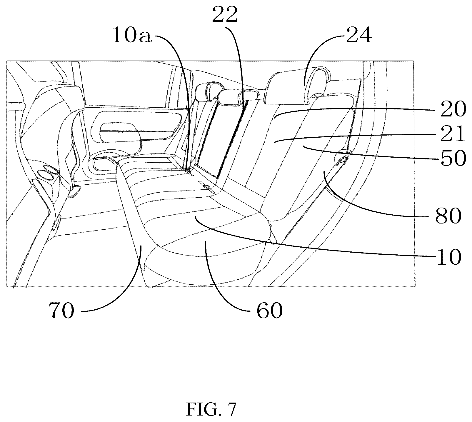 Patent US12617322 Figure 7 – Protective cover for automobile rear seat