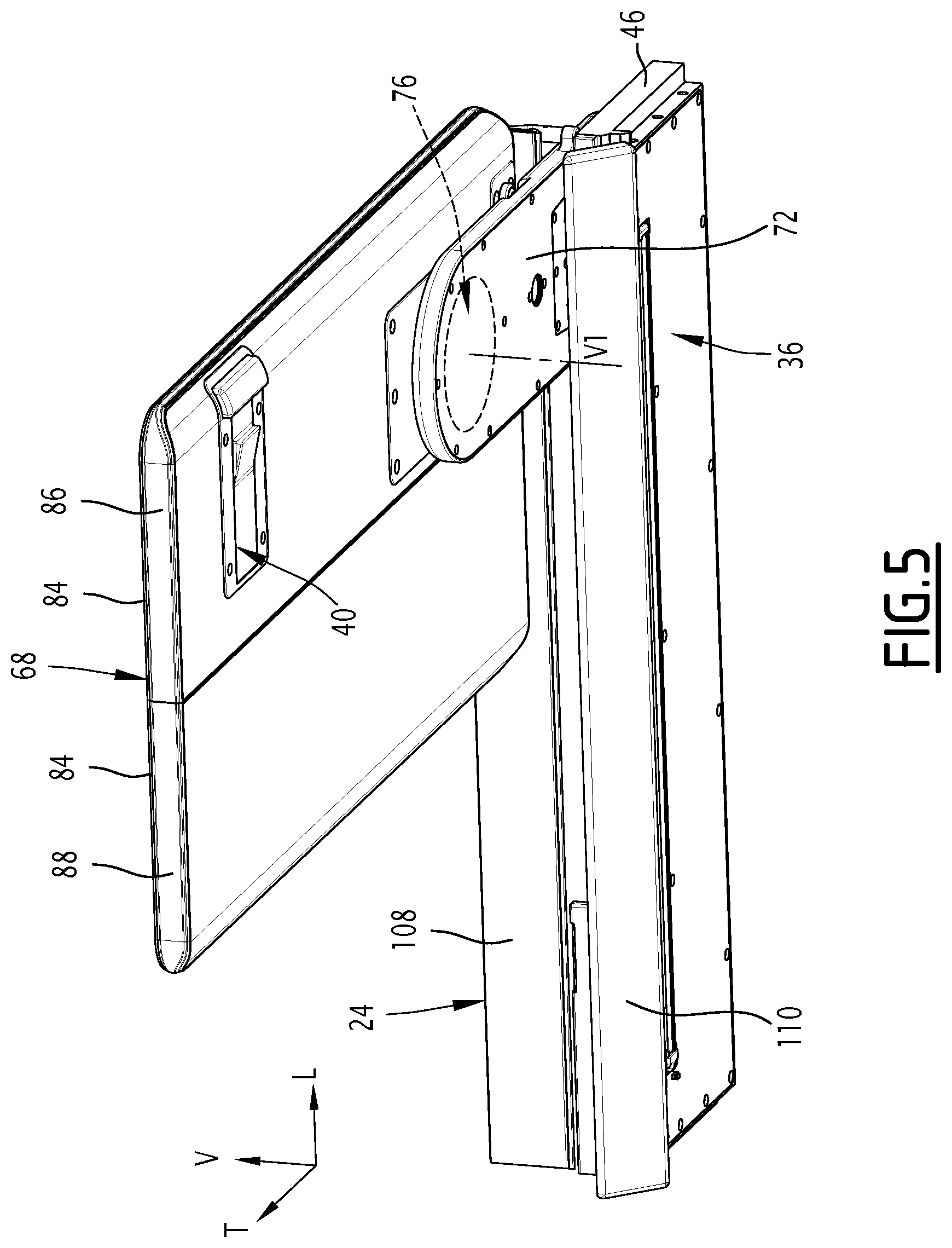 Patent US12617325 Figure 5 – Support device for an aircraft cabin interior layout assembly, related assembly and method