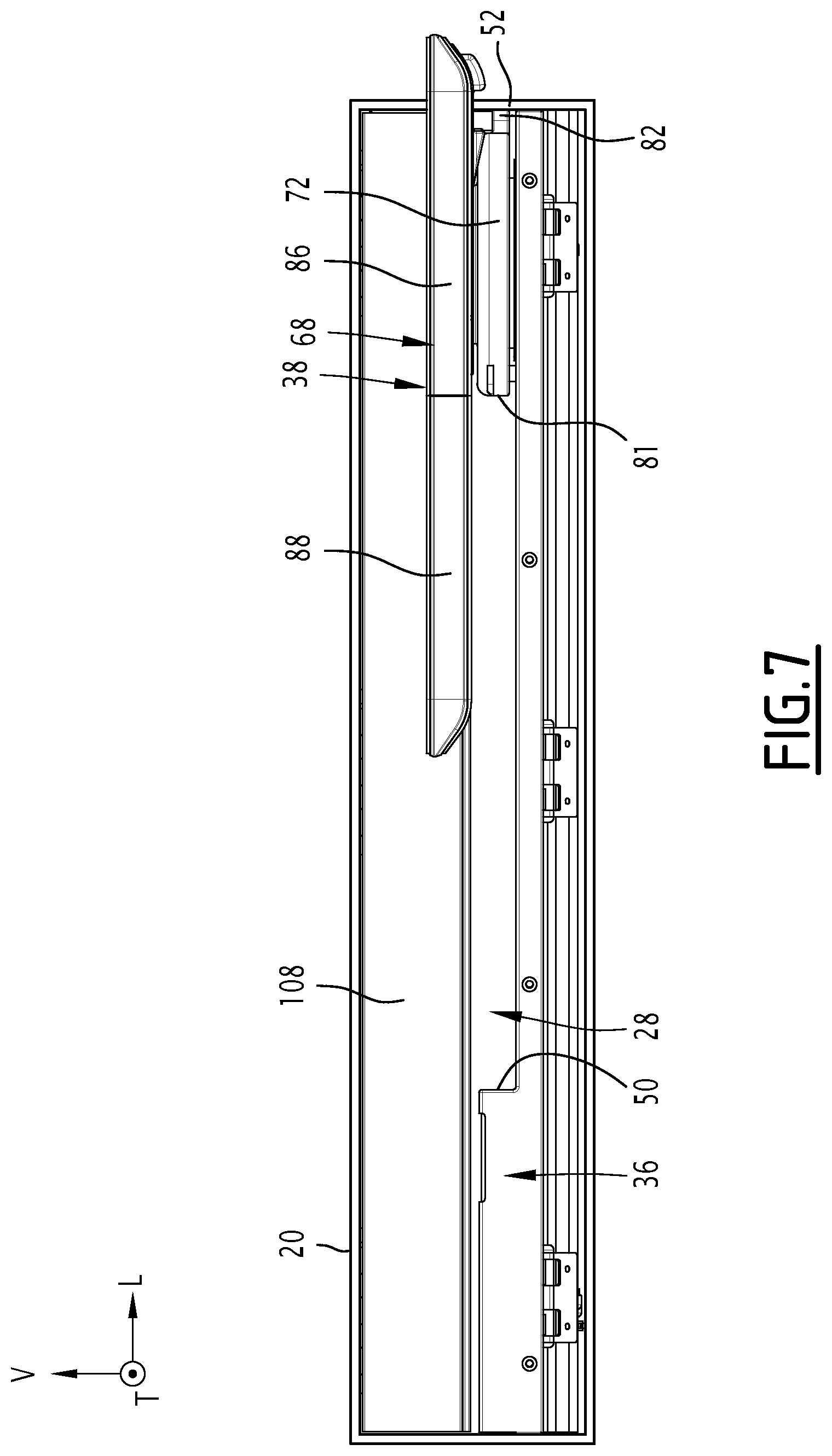 Patent US12617325 Figure 7 – Support device for an aircraft cabin interior layout assembly, related assembly and method