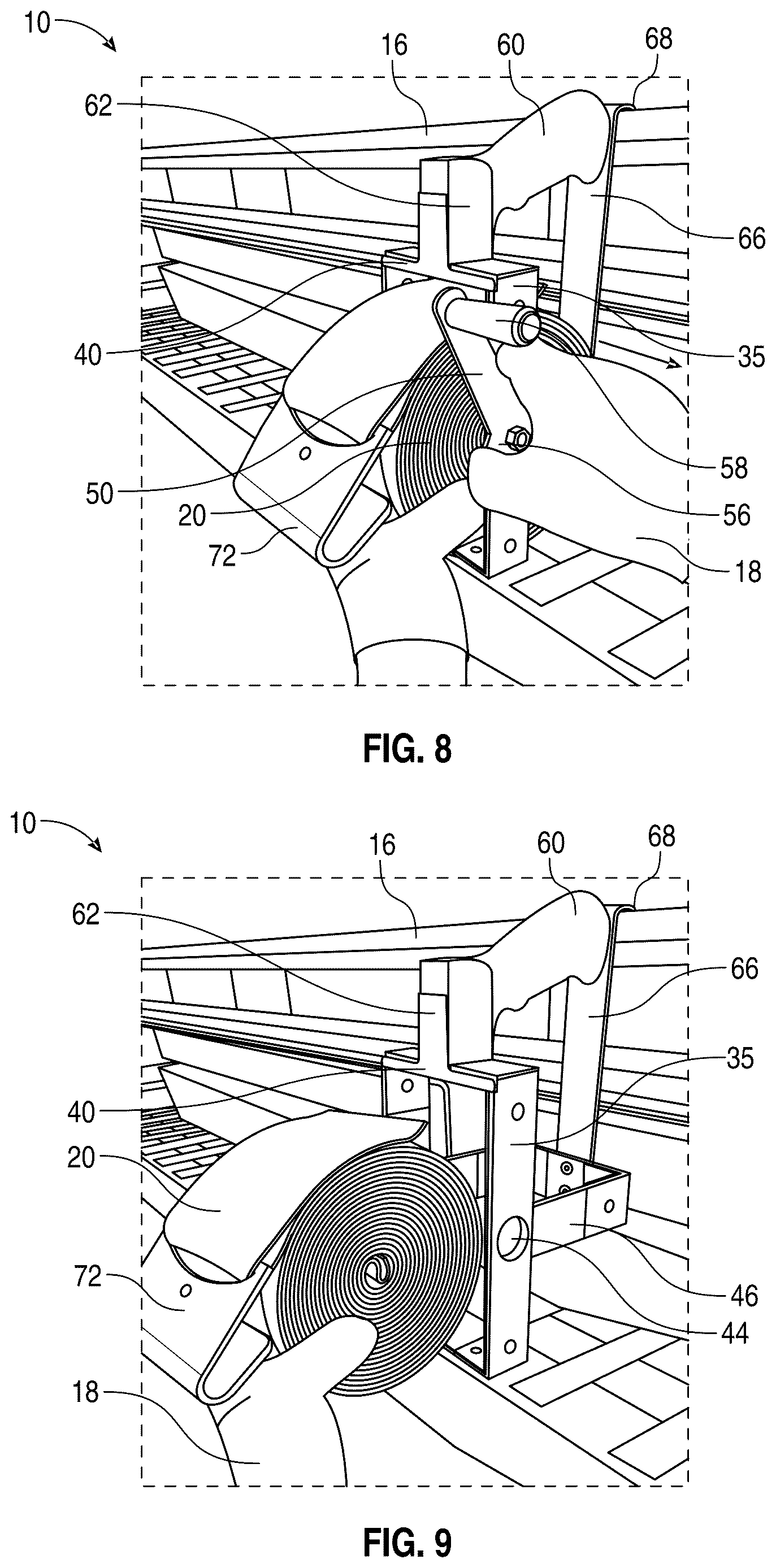 Patent US12617330 Figure 6 – Strap winding apparatus for load securing straps and methods of use