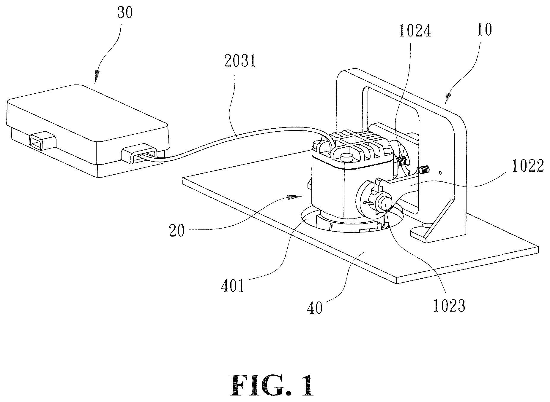 Patent US12617335 Figure 1 – Angle-adjustable projection device for vehicles