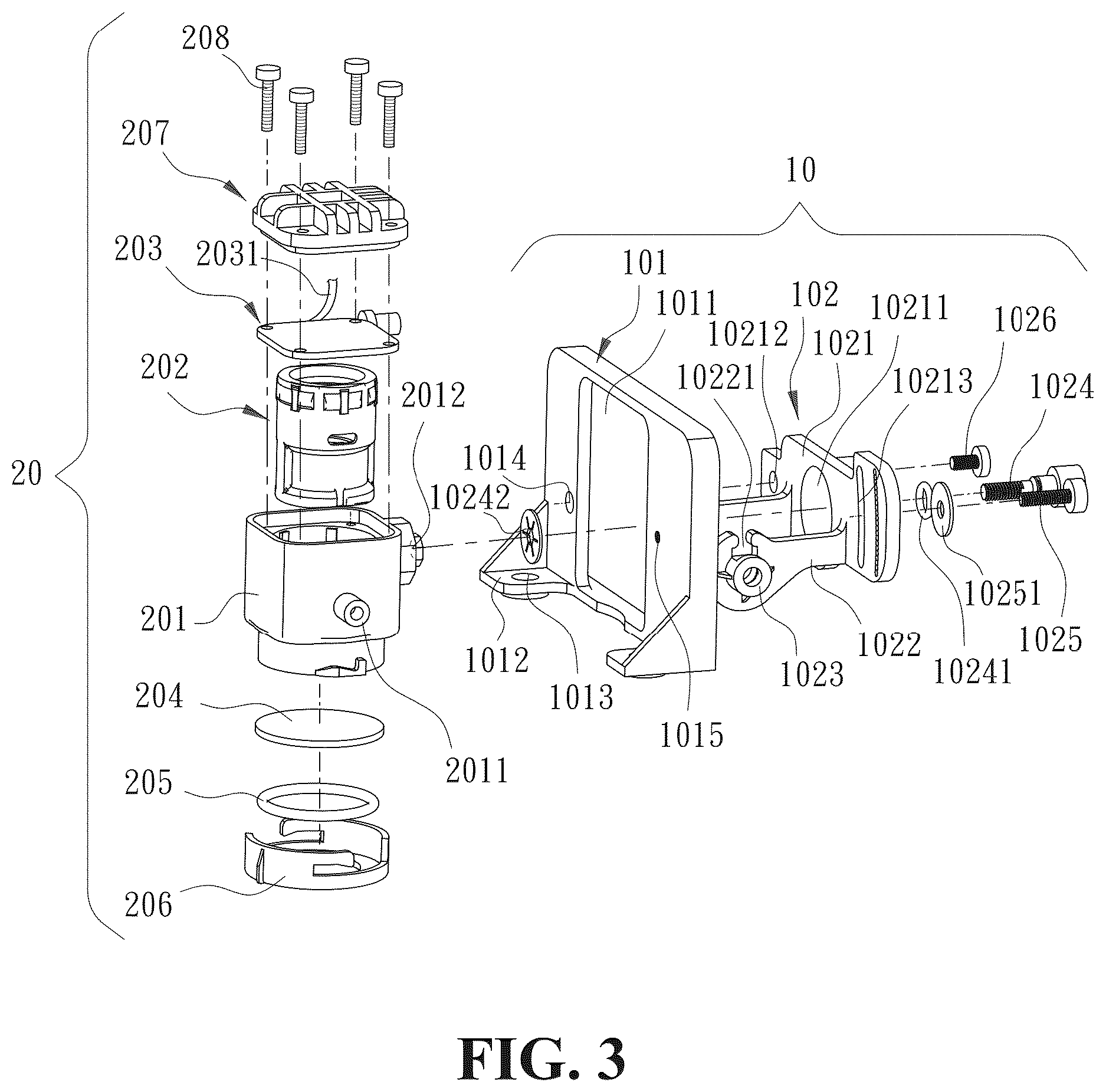 Patent US12617335 Figure 3 – Angle-adjustable projection device for vehicles