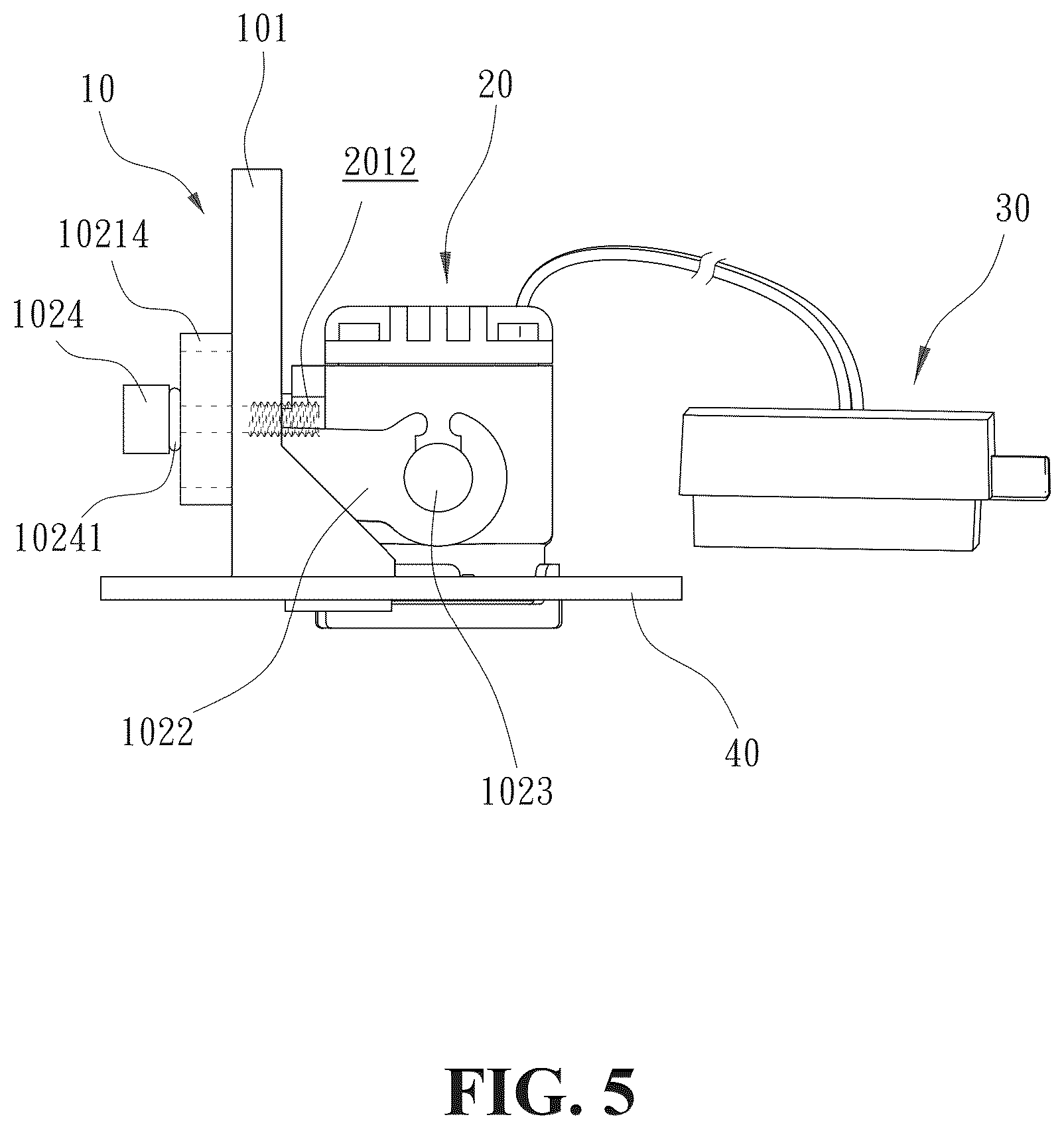 Patent US12617335 Figure 5 – Angle-adjustable projection device for vehicles