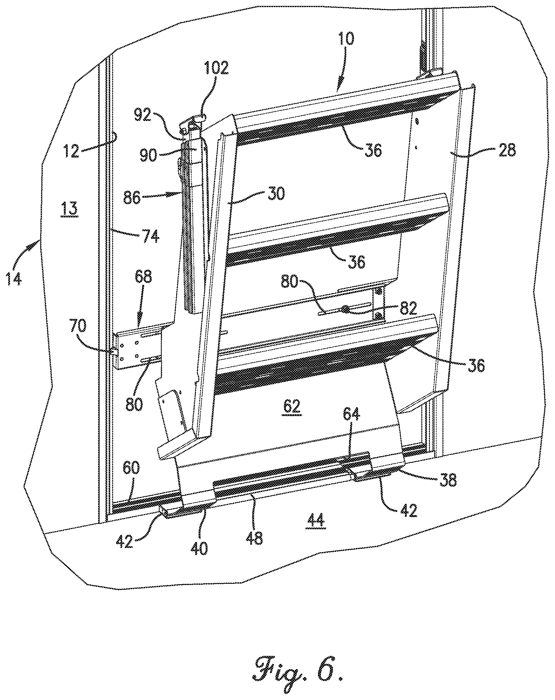 Patent US12617343 Figure 6 – Retractable stairs for a recreational vehicle
