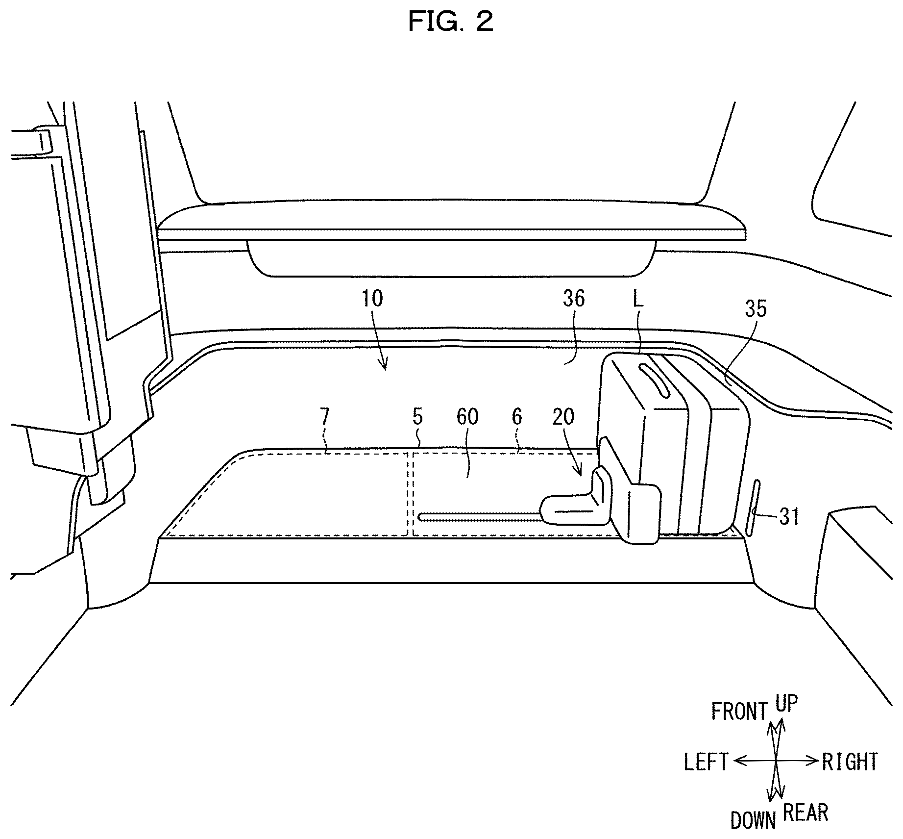 Patent US12617348 Figure 2 – Luggage system and vehicle including same