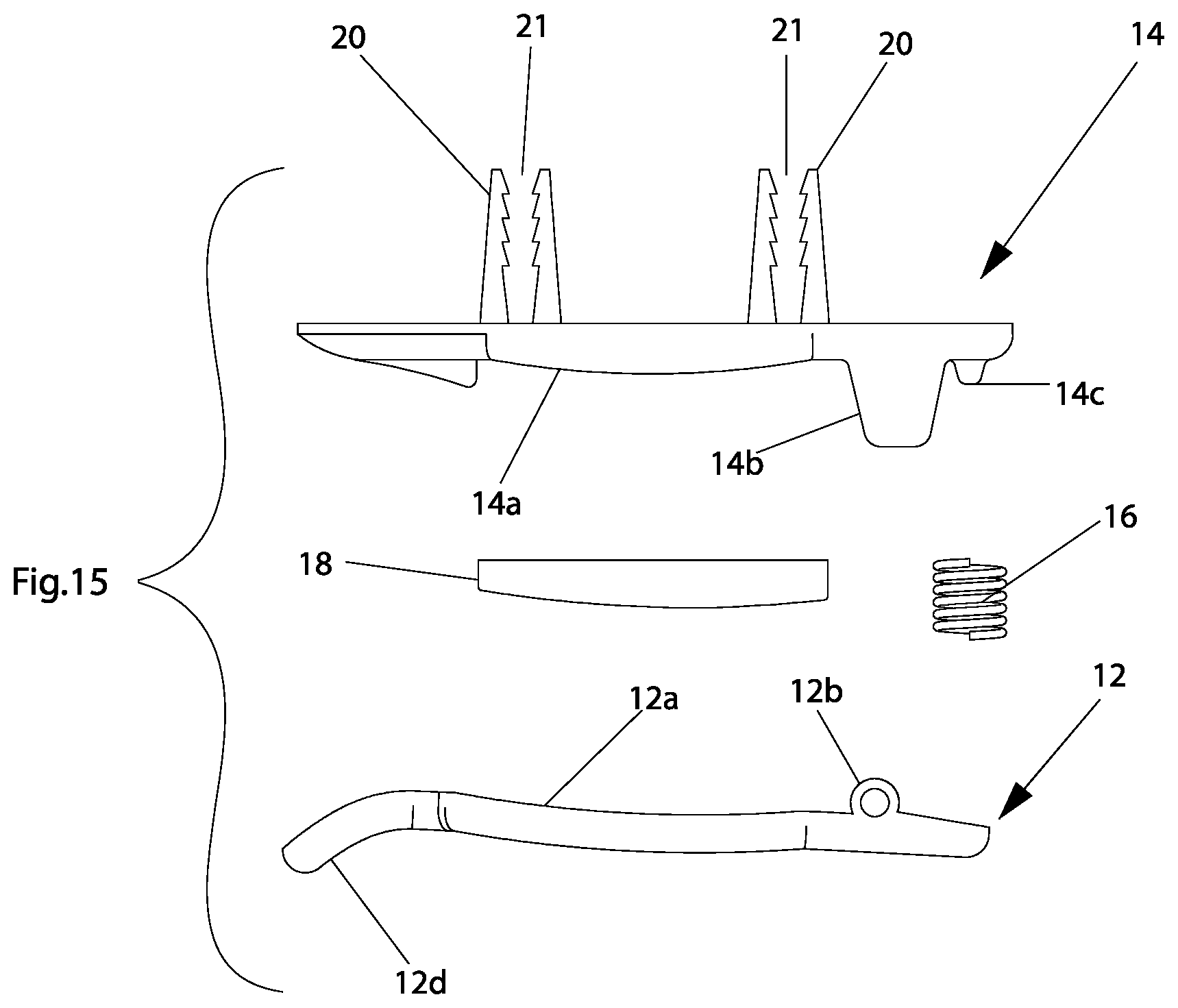 Patent US12617350 Figure 8 – Clip for holding articles and structural assembly equipped with clip