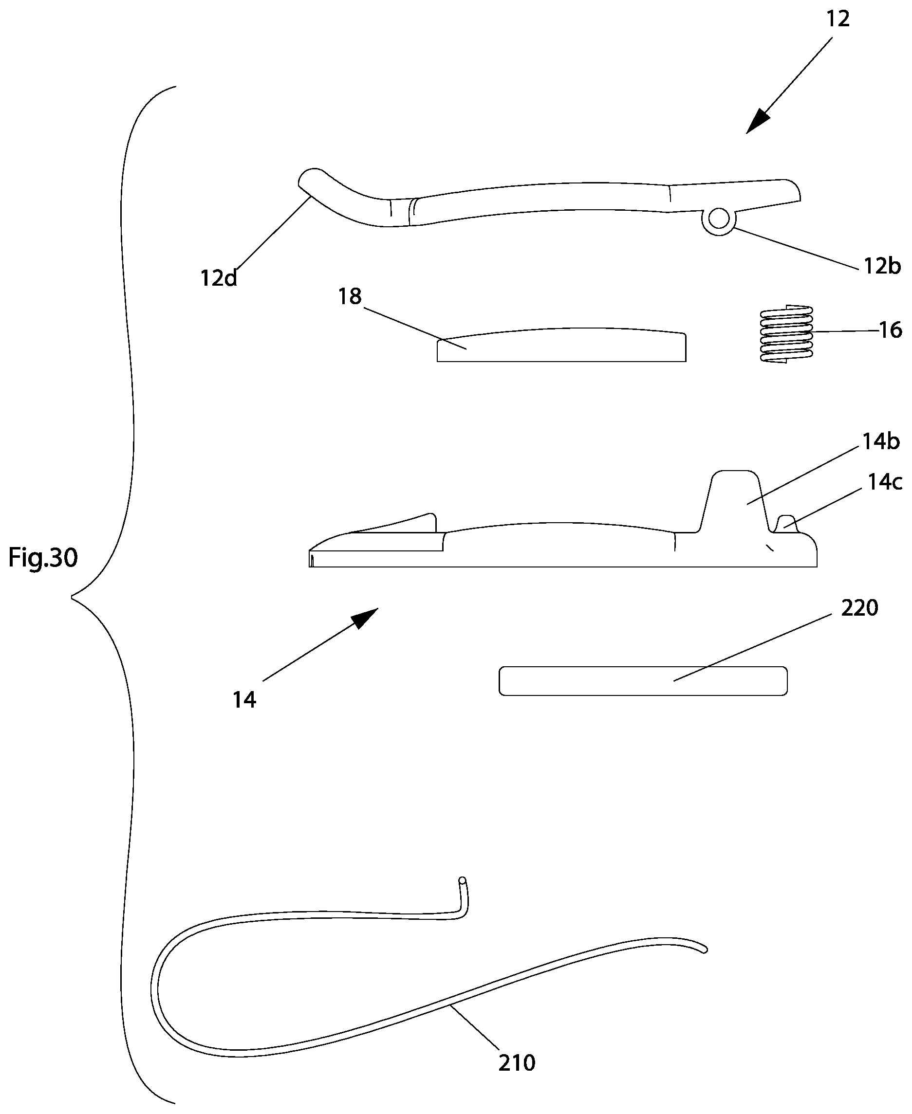 Patent US12617350 Figure 17 – Clip for holding articles and structural assembly equipped with clip