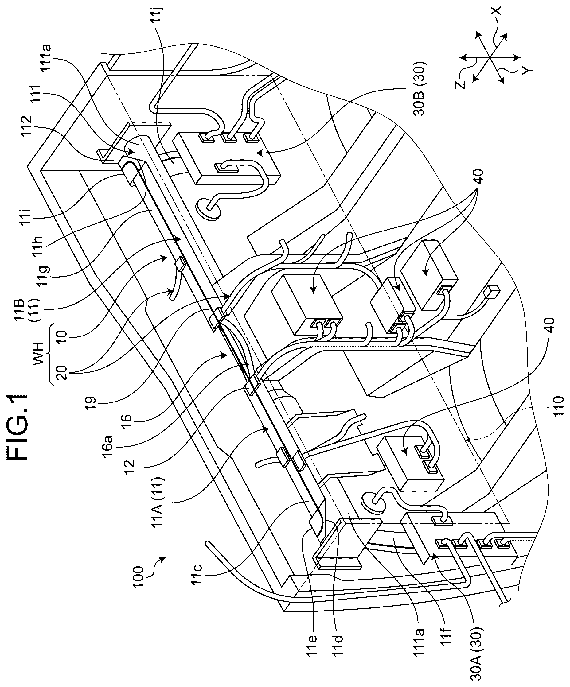 Patent US12617356 Figure 1 – Wire harness