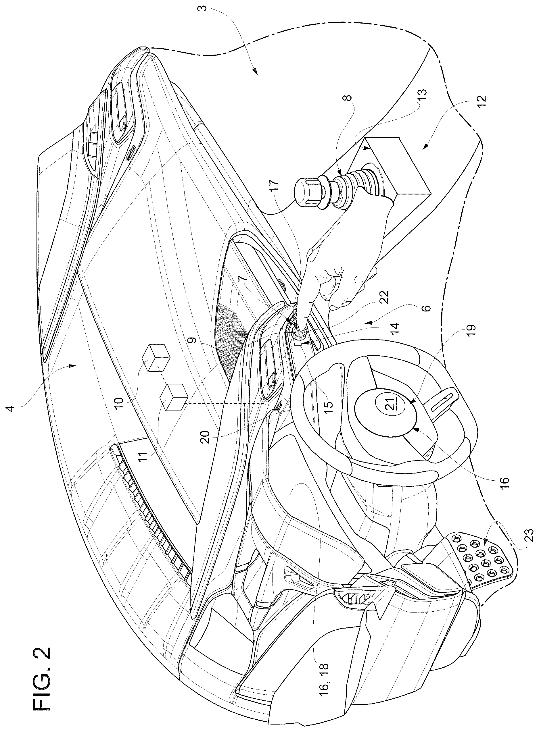 Patent US12617357 Figure 2 – Luminous device for turning on a road vehicle and relative road vehicle